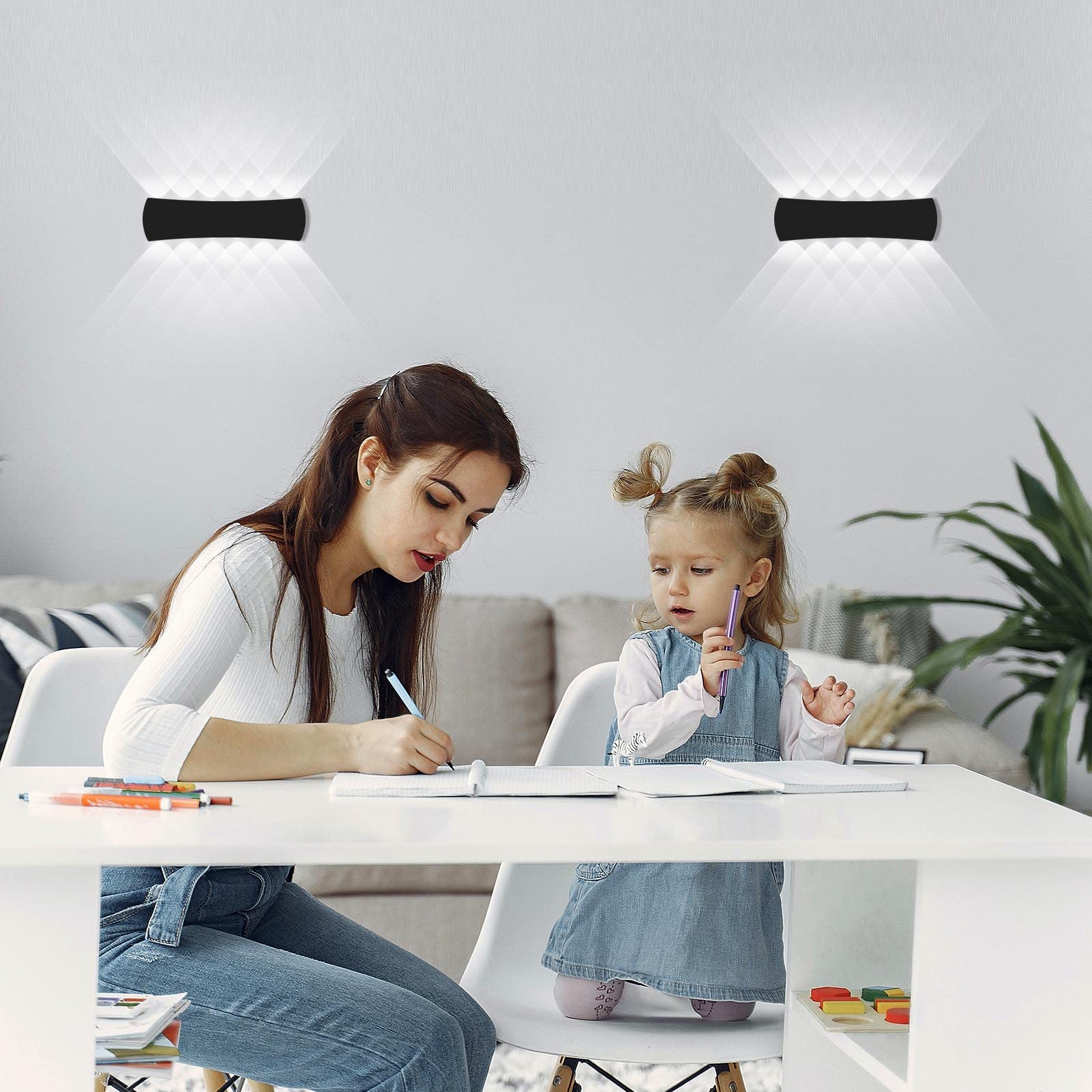 Kawell LED Wall Sconce Light, 12W Aluminum, IP65 Waterproof, Up Down Design, Black 6000K, Model K33-AU342-BK-CW