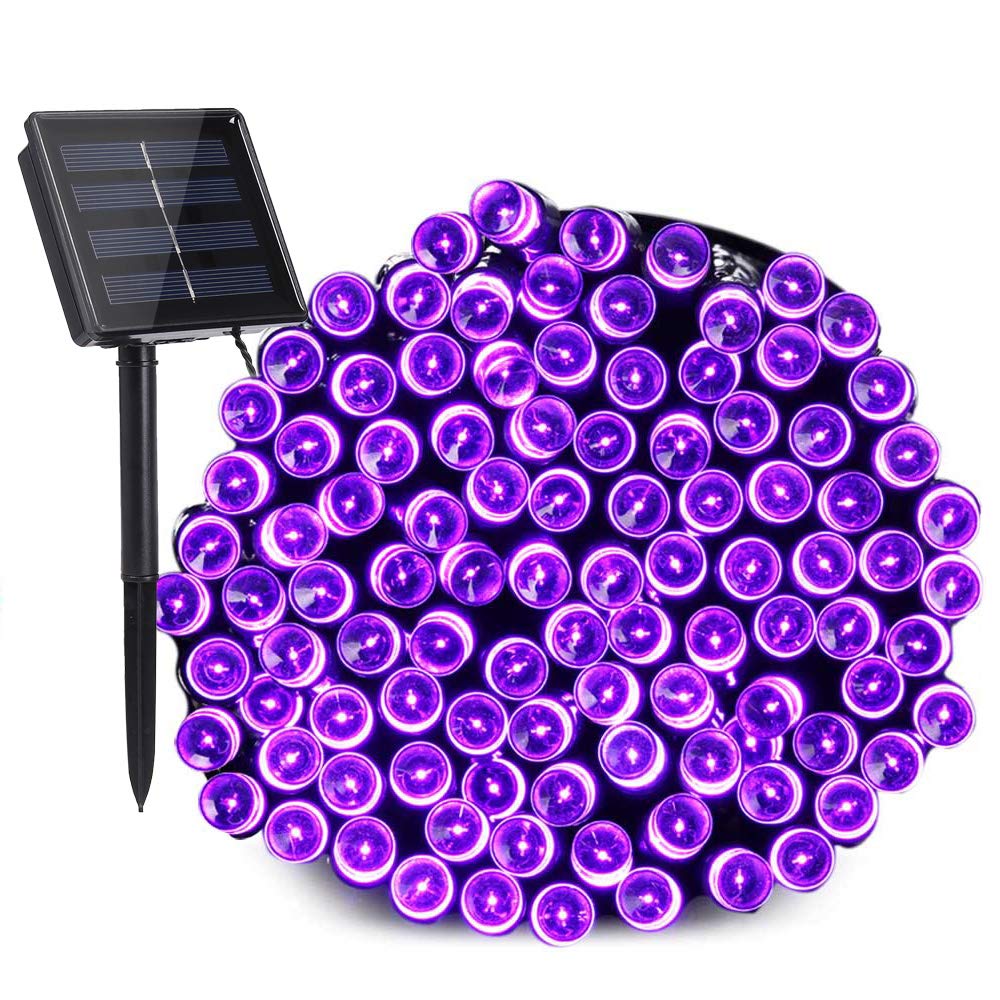 Toodour Solar Christmas Lights, 200 LED, 72ft, Waterproof, Purple, Model DSL-100-200, 8 Modes for Outdoor Decorations