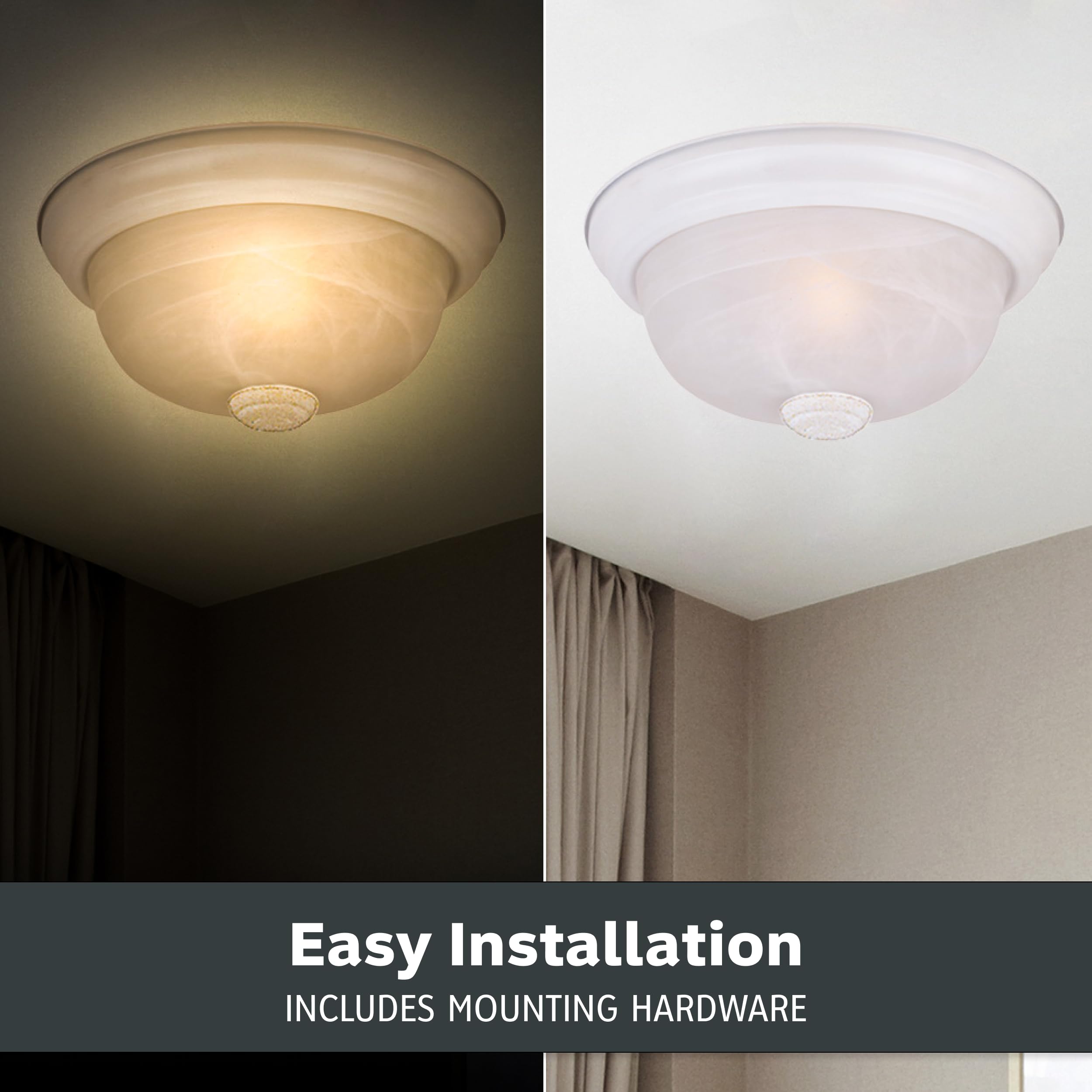 Designers Fountain 2-Light Flush Mount Ceiling Light, 11 in, Glass, White, Model 1257S-WH-AL