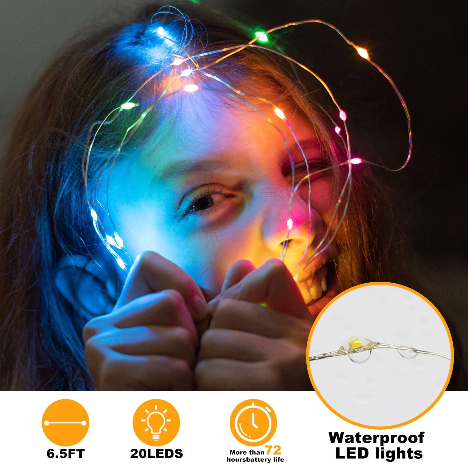 Justpro 6 Pack Fairy Lights Battery Operated String Lights - 7Ft 20 Led Waterproof Silver Wire Firefly Lights For Diy Wedding D