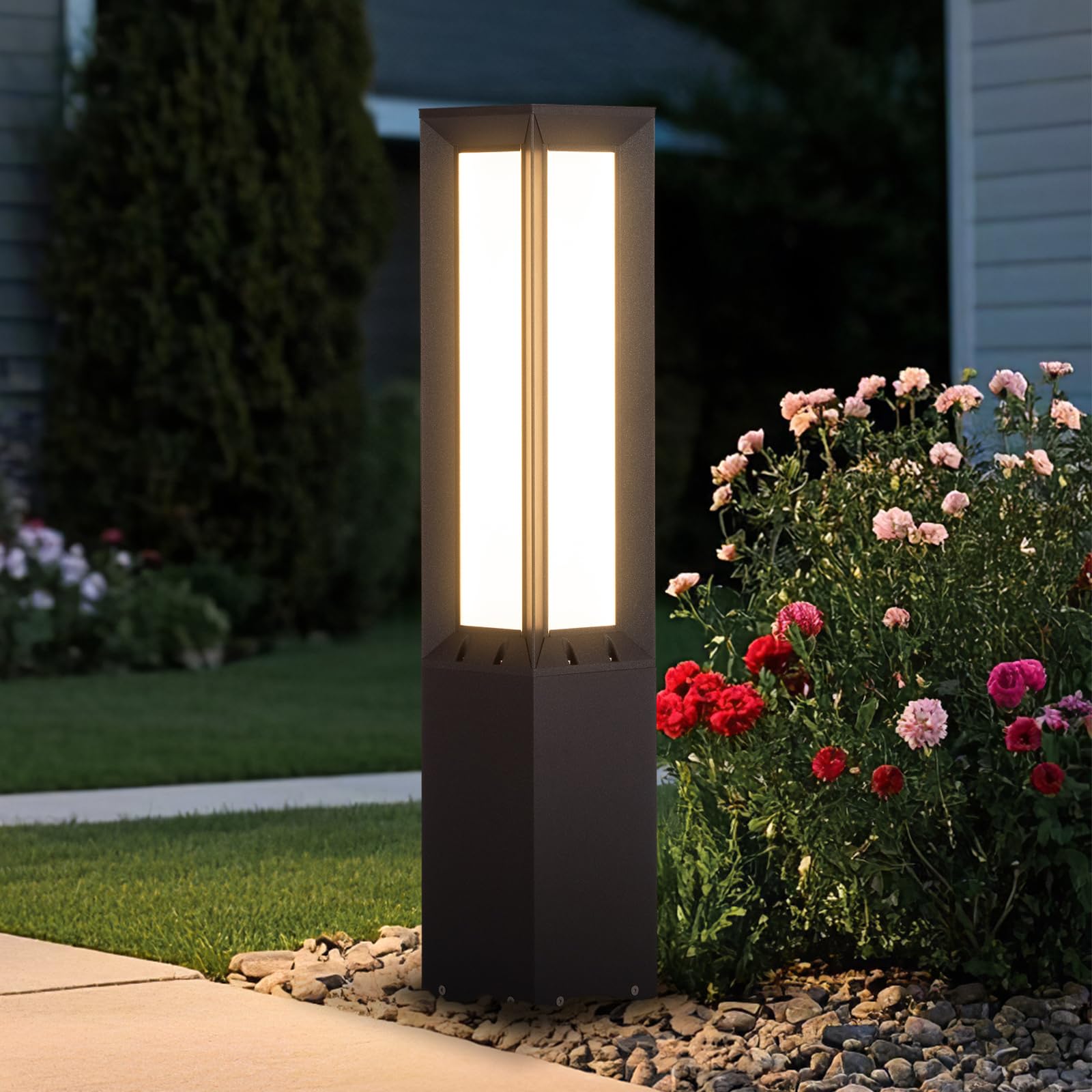 MVBT Landscape Path Light Hard Wired  31.5 Outdoor Pathway Lights AC100-240V  Waterproof Bollard Driveway Lamp  Modern 3000K Standing Lighting Patio Lawn Tall Garden Lantern for Commercial Walkway