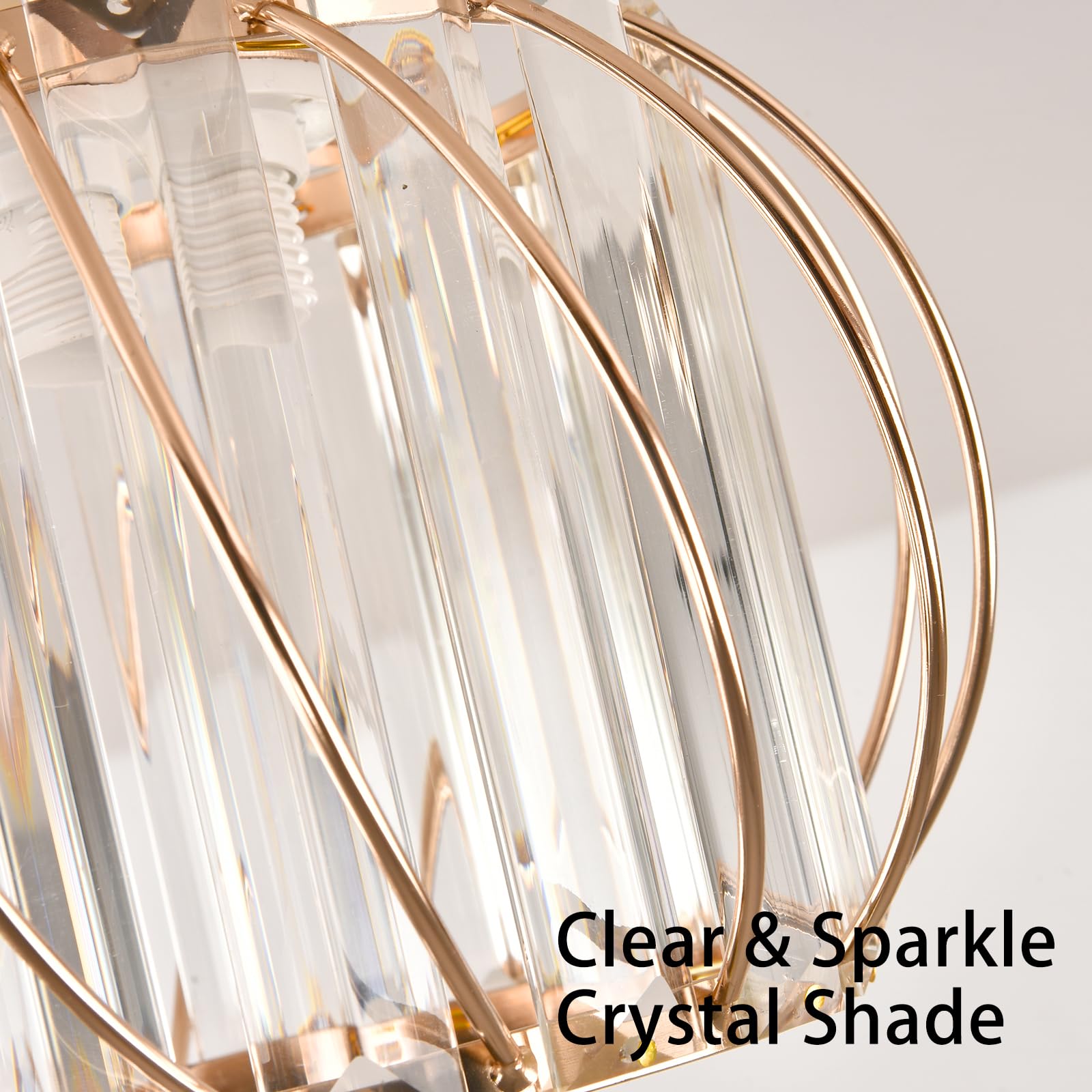 Ztuoyong Crystal Ceiling Light, Crystal Semi Flush Mount Ceiling Light Gold Crystal Chandelier For Kitchen Hallway Entrance Balc