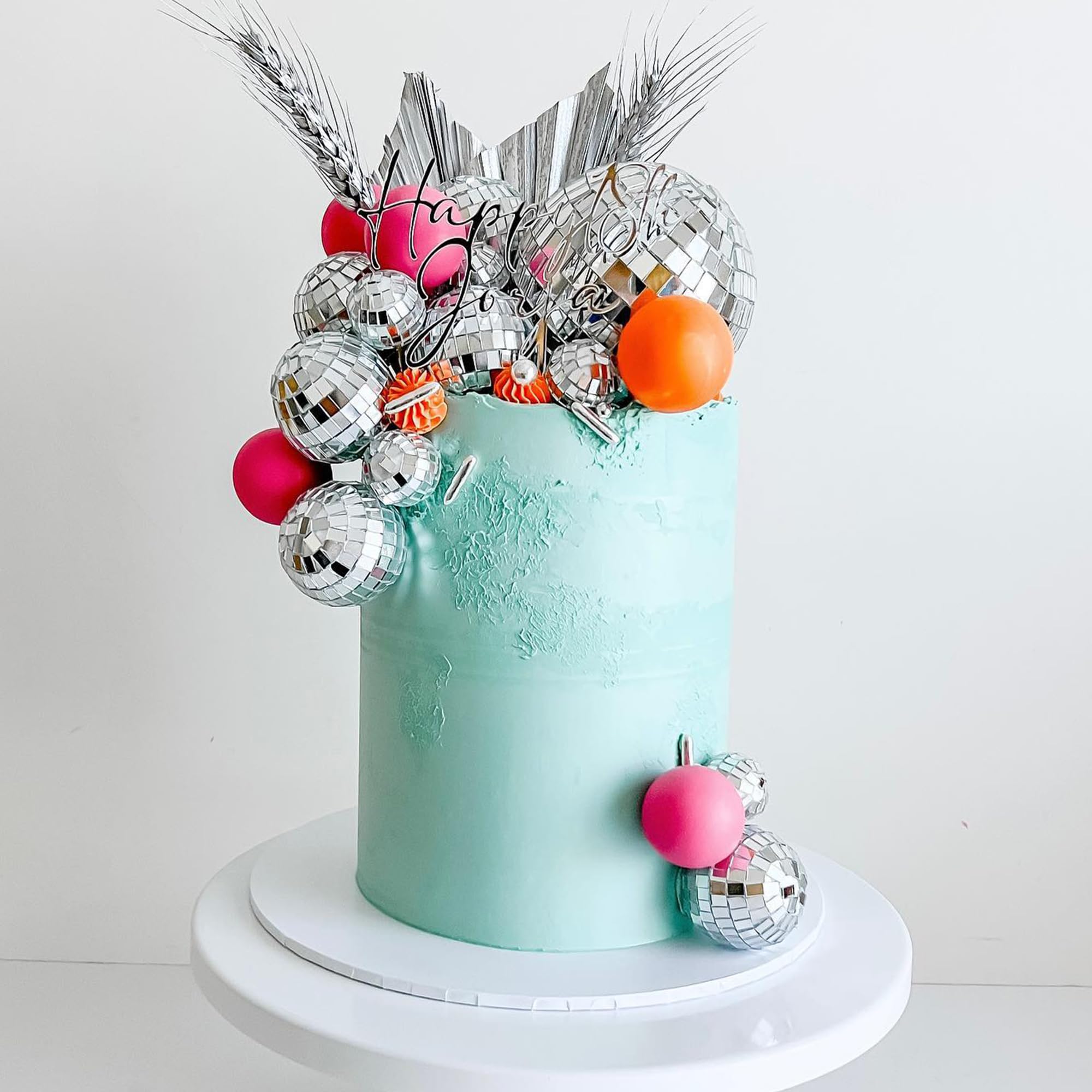 45 PCS 0.78Inch 1.57Inch 2.36Inch 3.54Inch Disco Ball Cake Decoration Ornaments Reflective Mirror Ball Cake Decoration 70s Disco