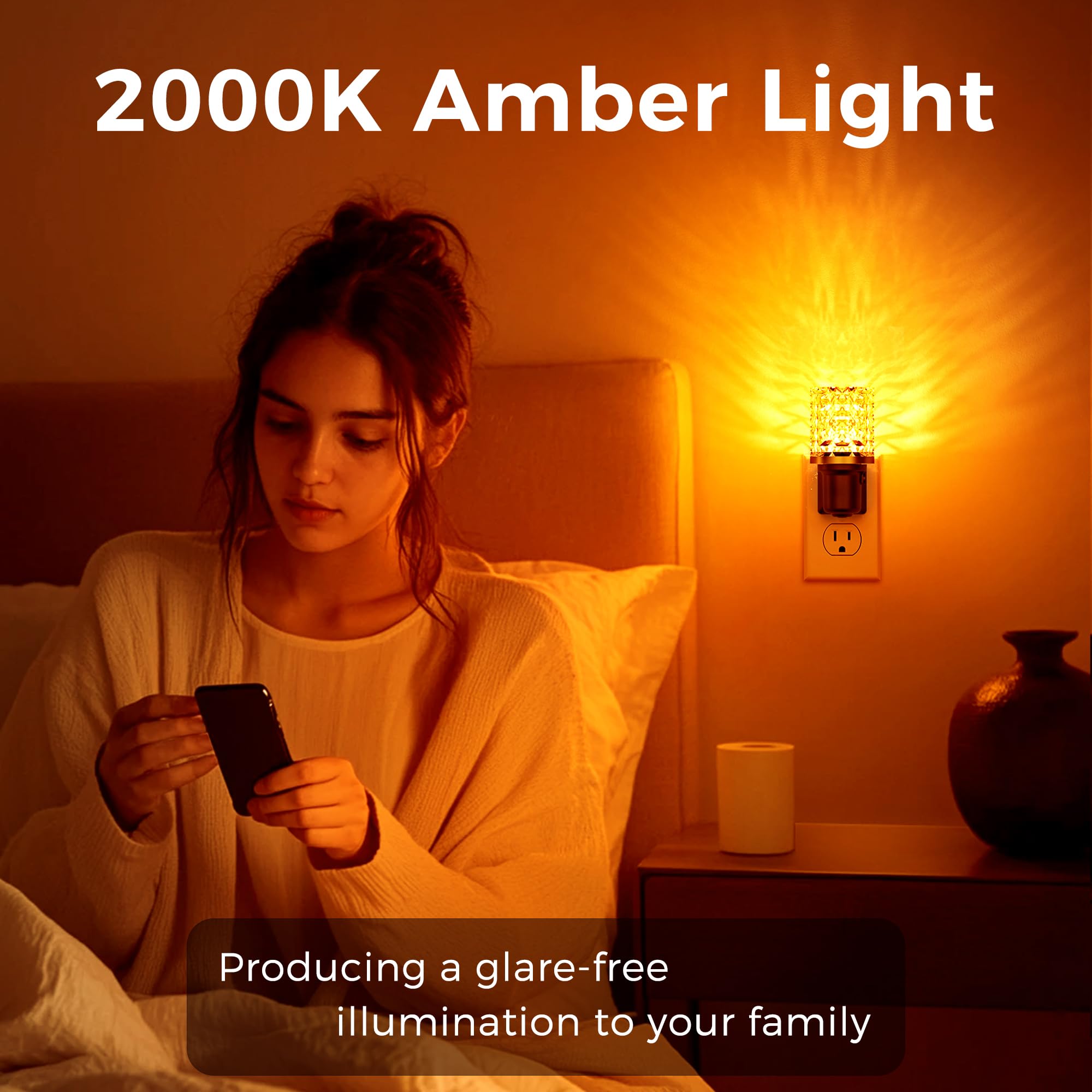 L LOHAS LED Night Light, Dimmable with Auto Light Sensor, 1 Pack, Amber, Model GY22007ZSUS
