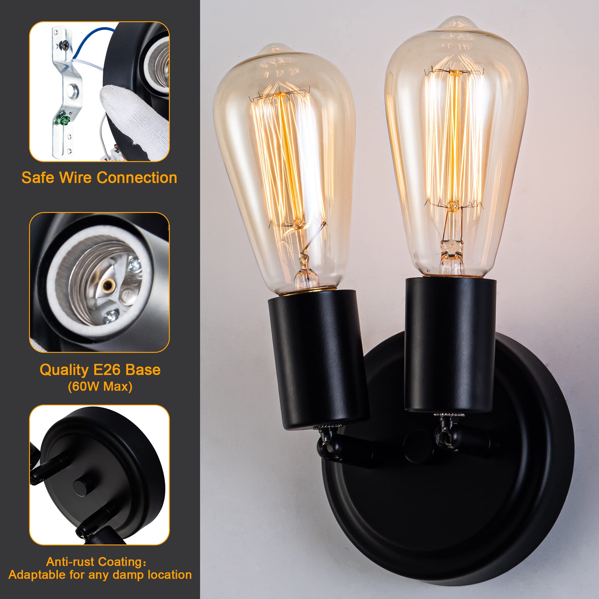 Edzemuwa Semi Flush Mount 2Light Ceiling Light Matte Black With E26 Base Modern Chandelier For Farmhouse Kitchen Dining Room Bed