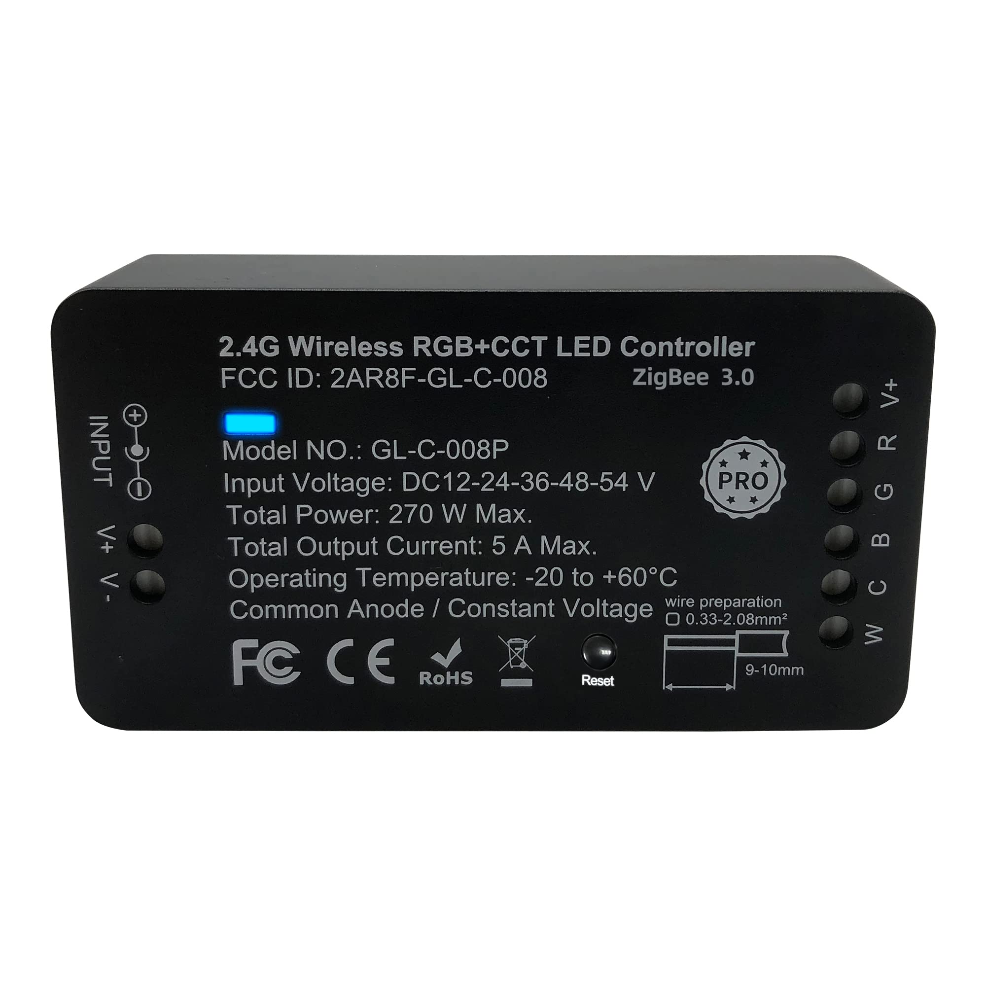 GIDEALED Zigbee 3.0 LED Controller Pro GL-C-008P, Smart RGBW/RGBCCT, Plastic, Works with ZigBee Hub & Alexa, Voice Control