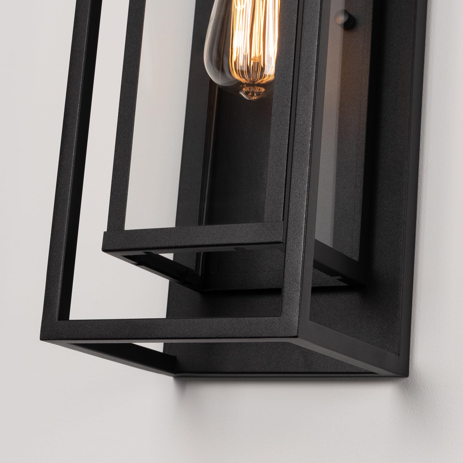 mirrea Outdoor Wall Sconce 1 Light Waterproof Matte Black 18-inch Rectangular Metal Frame Clear Glass Shade Pack of 2