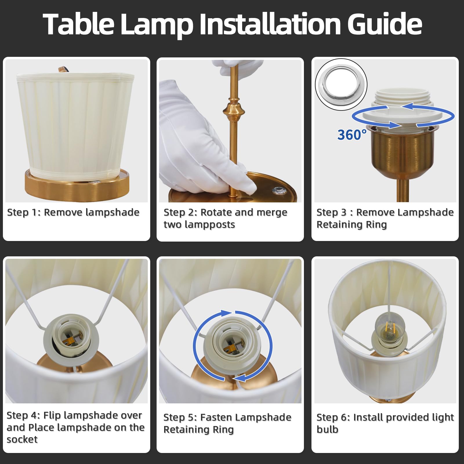 Letstry 5200Mah Cordless Led Table Lamp,3-Level Brightness, Rechargeable Battery, Touch Dimmable Wireless Ambient Lamp For Readi