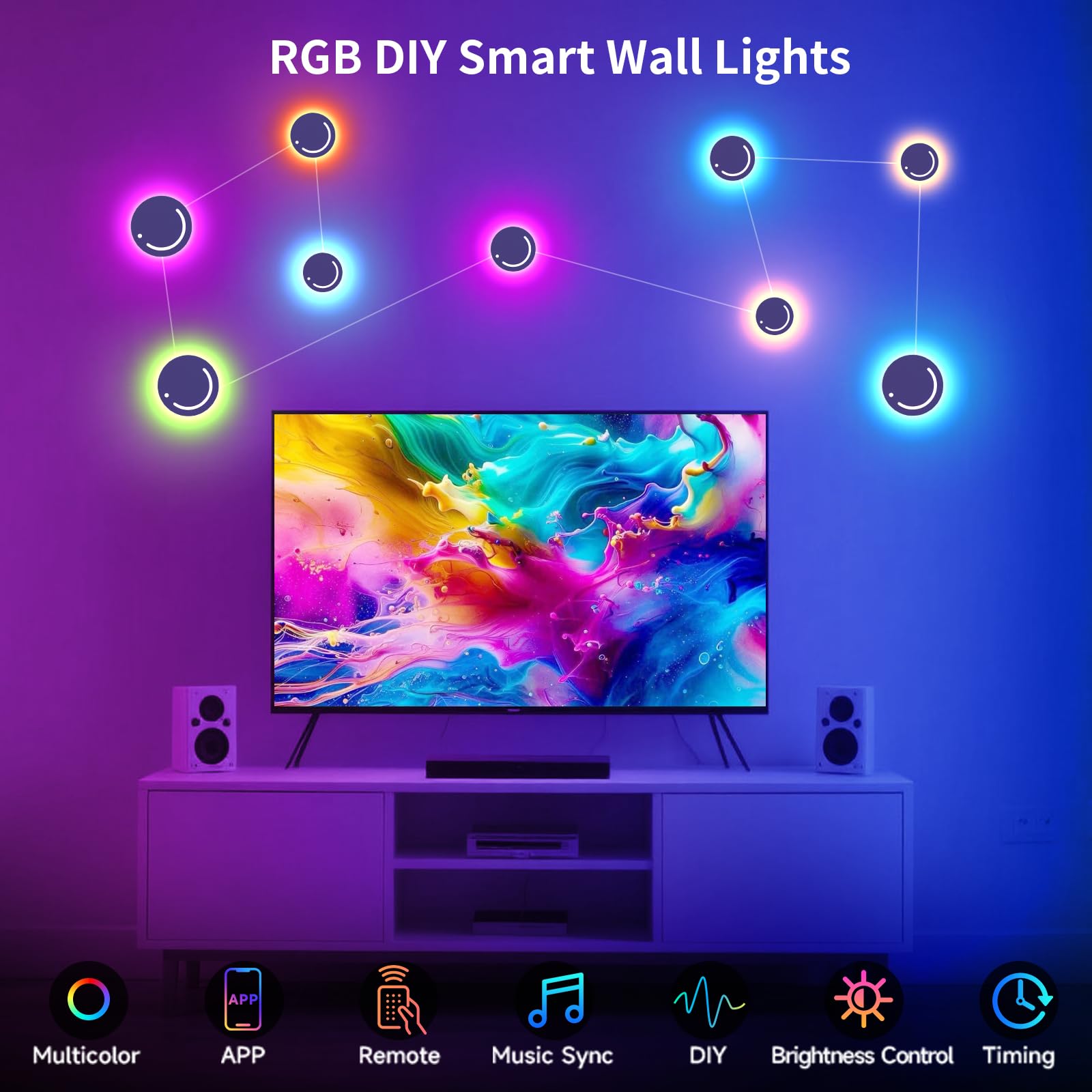 KANTUTOE LED Wall Lights, Customizable RGB Constellation Light, App & Remote Control, Model K-XZD-1
