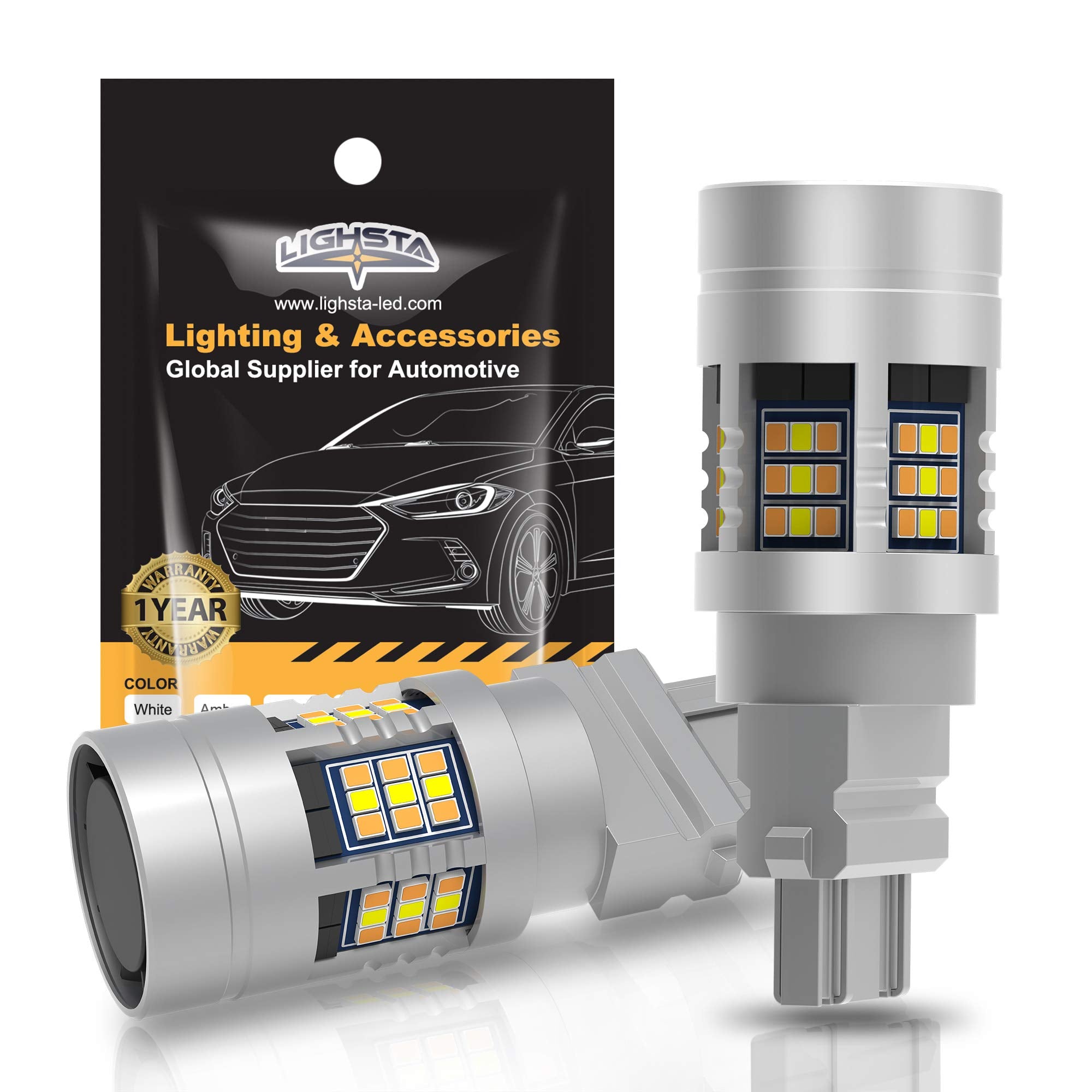 Lighsta Canbus Anti Hyper Flash 3157 4157 3155 3457 Switchback Led Bulbs Dual Color For Amber Yellow Turn Signal Lights, White D