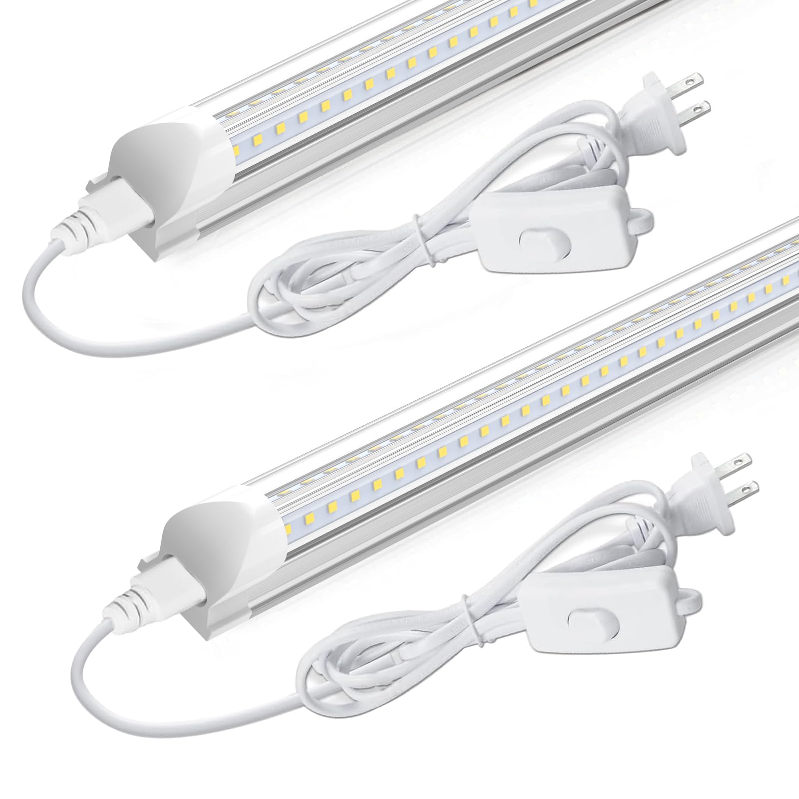 Reisener 2FT LED Shop Lights, 2 Foot LED Light Fixture for Room Workbench Cabinet Closet, 18W 2400 Lumen, 6000K Cool White, Plug