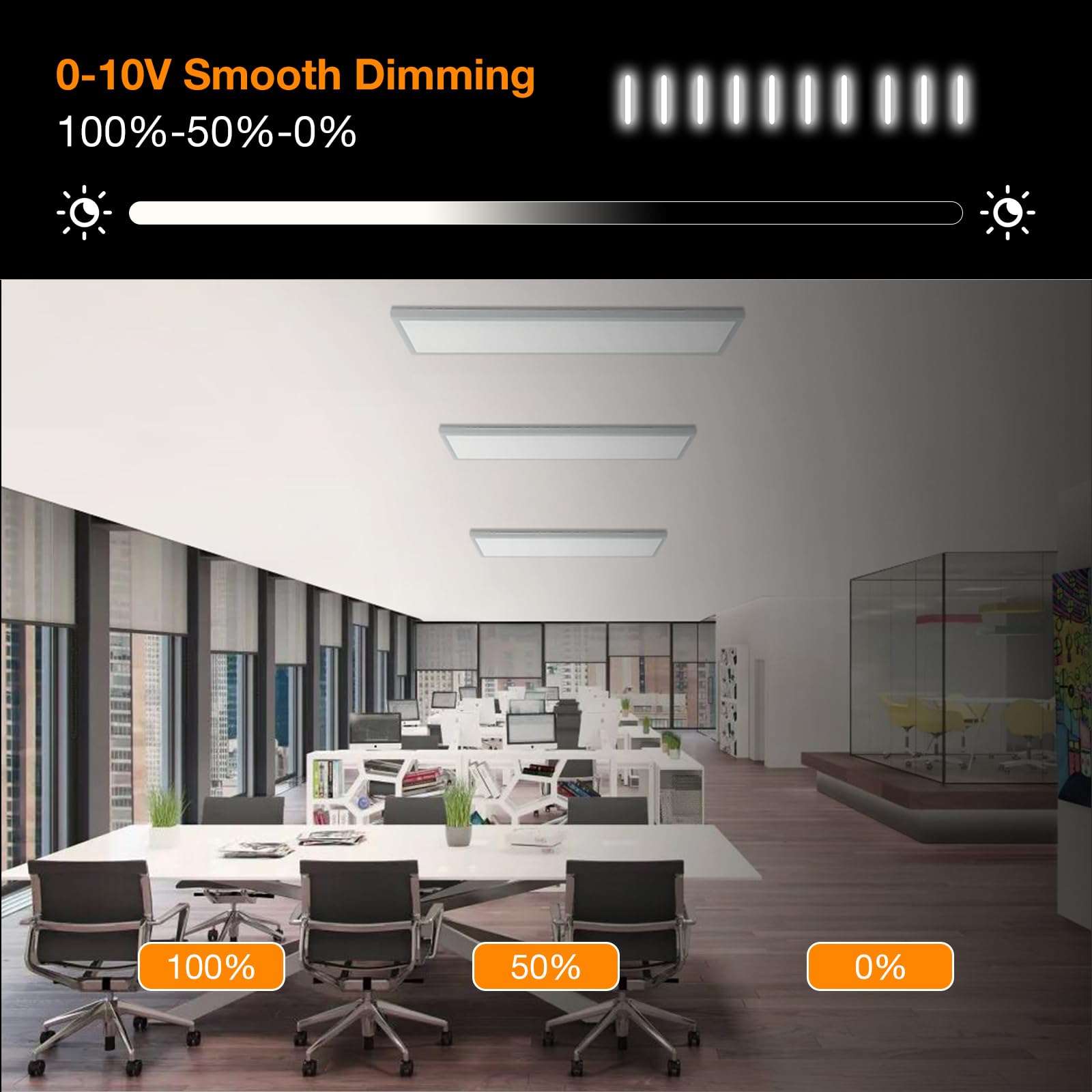 Mcacggo 6-Pack 1X4 Led Flat Panel Light Surface Mount, 5000K-4000K-3000K Selectable & 0-10V Dimmable, Rectangular, For Kitchen,