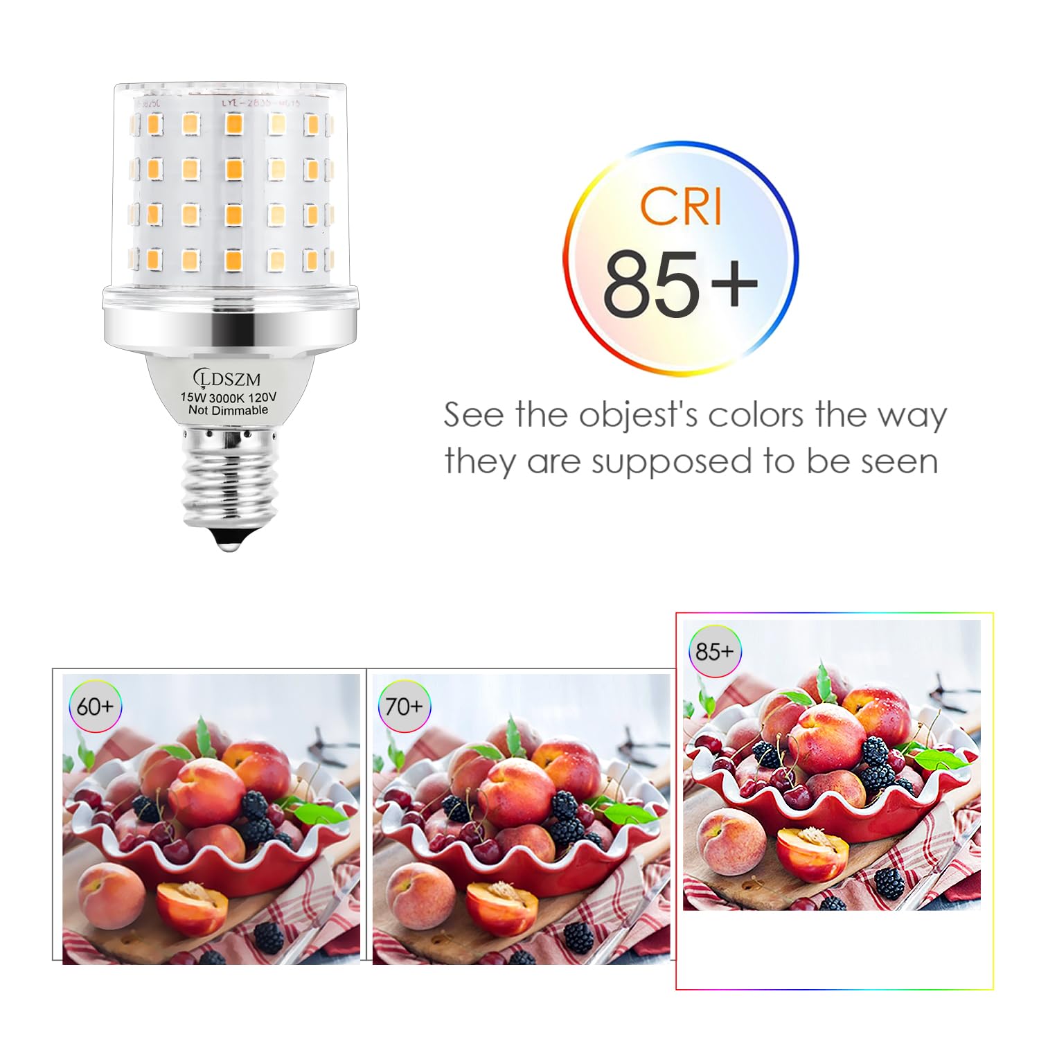 LDSZM E17 Super Bright LED Bulb 15W, 1200lm Warm White 3000K, Non-Dimmable Chandelier Light Bulb, Pack of 4, Ceiling