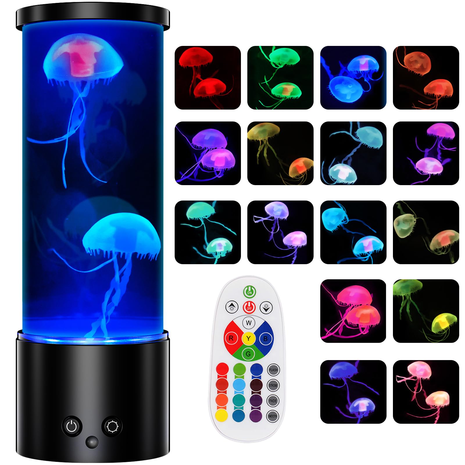 AONESY Jellyfish Lamp, 17 Color Changing Jelly Fish Light Mood Lamps for Home Office Room Desktop Decoration, Jellyfish Aquarium