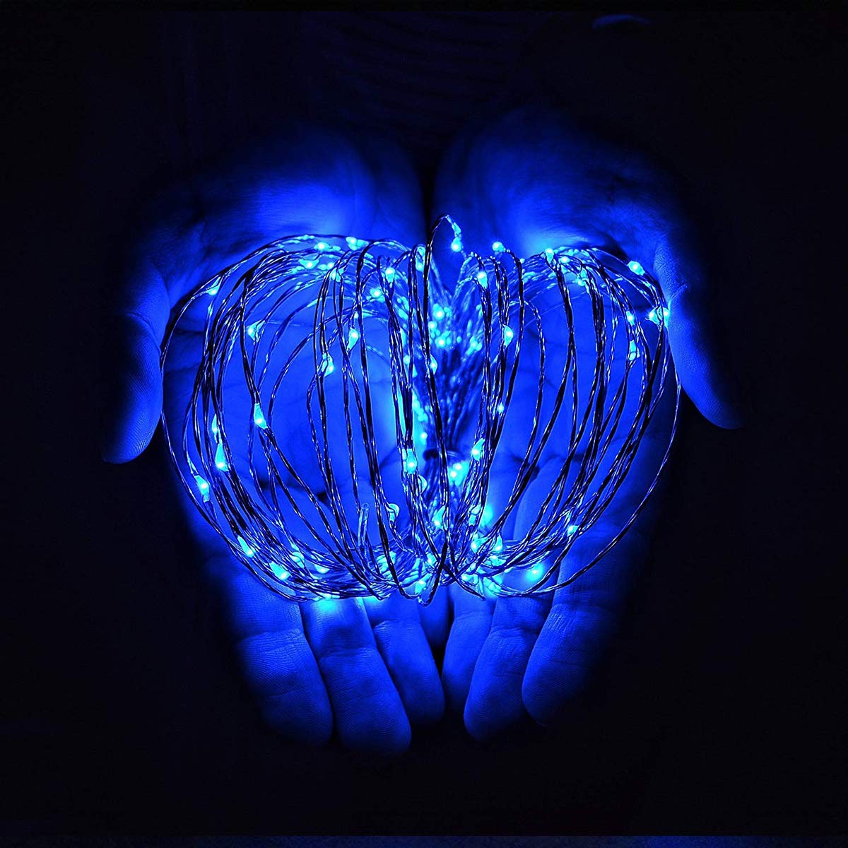 Mikasol Fairy Lights Battery Operated, 2 Packs Mini 3*Aaa Battery Powered Copper Wire Led Starry String Lights Firefly Lights For Bedroom, Christmas, Parties, Decoration (5M/16Ft Blue)