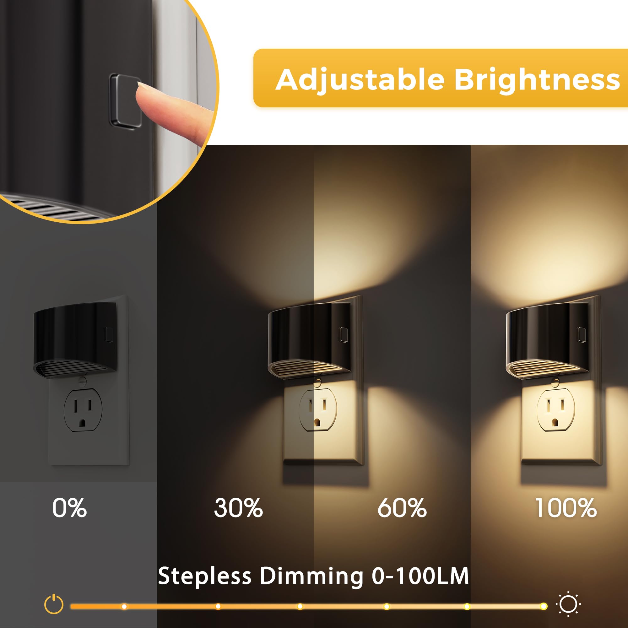 L Lohas Led Night Lights Plug Into Wall, 2 Pack Modern Night Lights, Dusk To Dawn Sensor Nightlight,0-100Lm Brightness Adjustabl