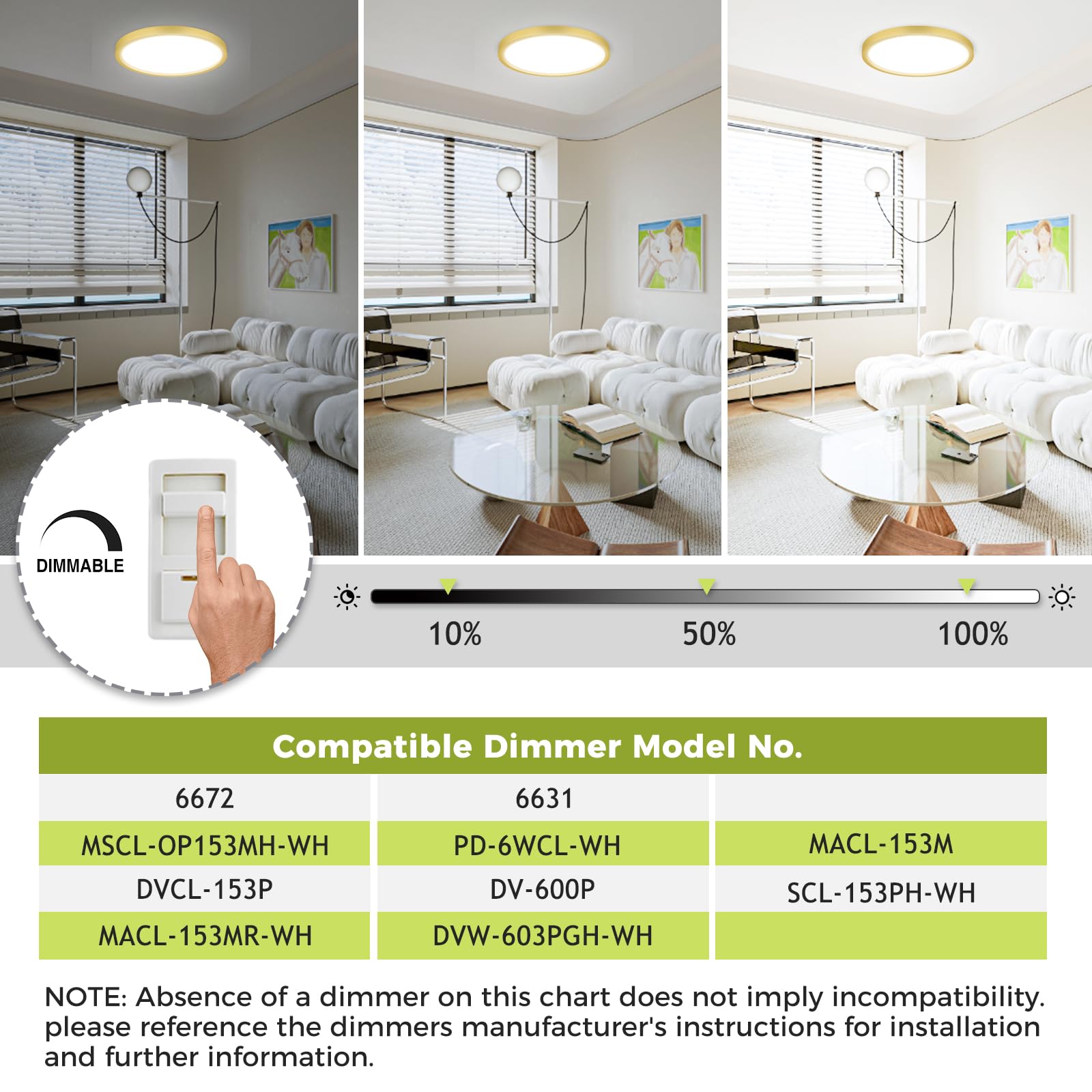 2Pack Led Flush Mount Ceiling Light Fixture Golden, 12Inch 24W, Dimmable&3000K-6500K Adjustable Low Profile Ceiling Lights, 3200