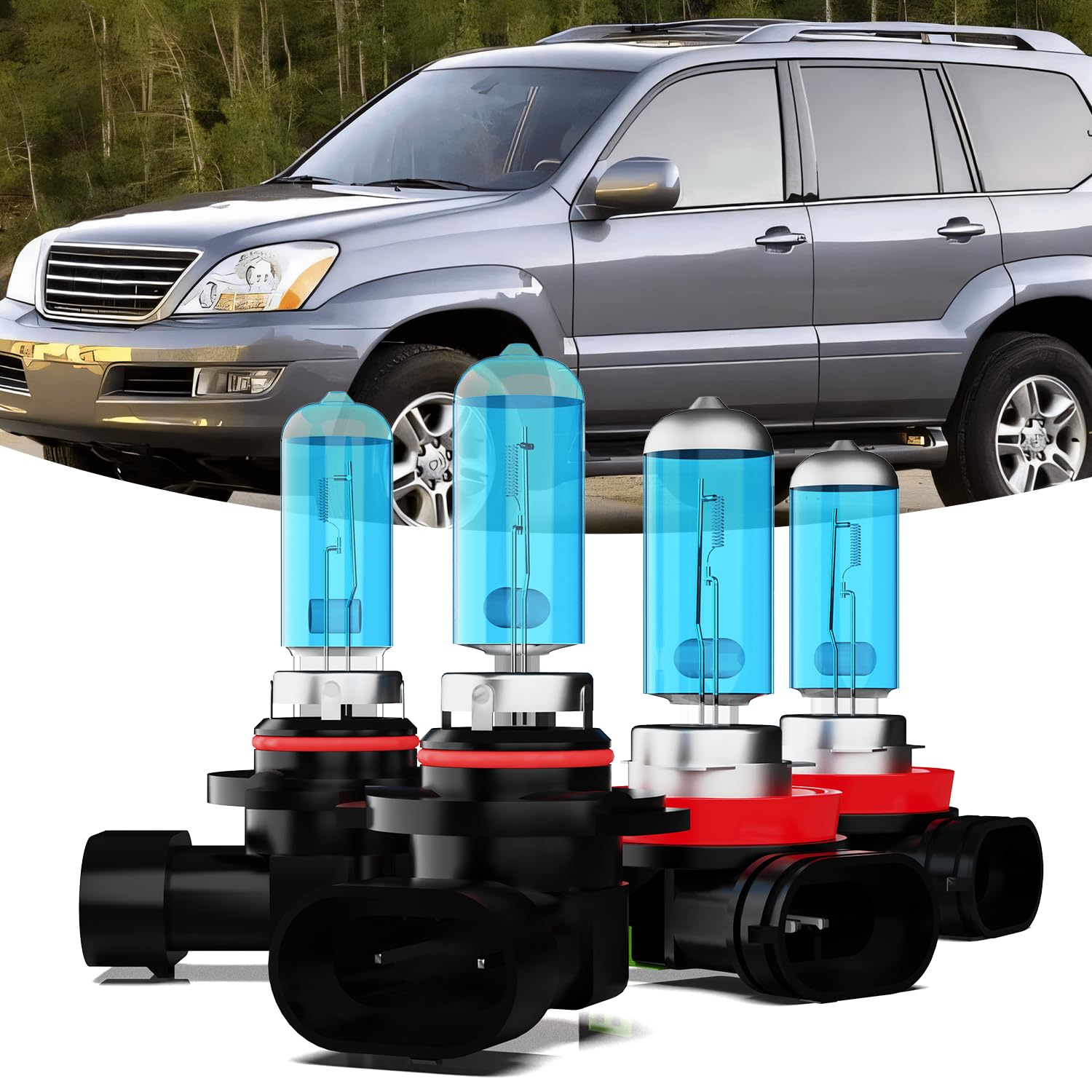 TTDBDAN Headlights Compatible with 2003-2009 GX470 Halogen Headlight Bulbs,9005/HB3/H10 High Beam & H11/H8/H9 Low Beam Headlight