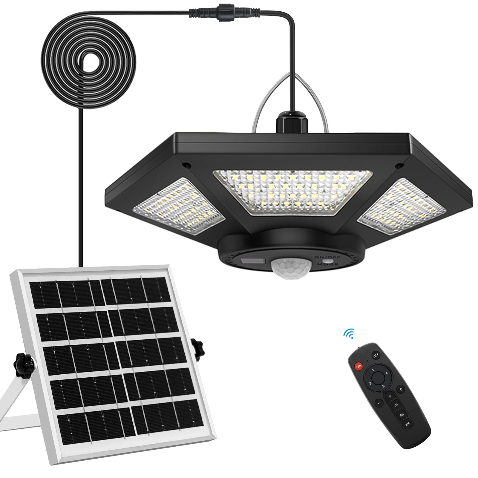AEQ Solar Shed Light Indoor Outdoor Work in Daytime with Remote Control, 360? Lighting Waterproof Solar Indoor Lights with Motio