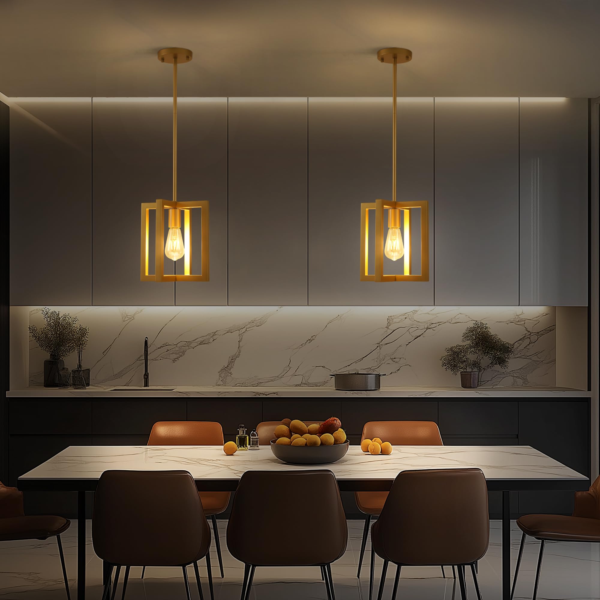 Klgxnrd Mini Modern Farmhouse Gold Pendant Lighting For Kitchen Island, Adjustable Industrial Entryway Light Fixture Hanging For