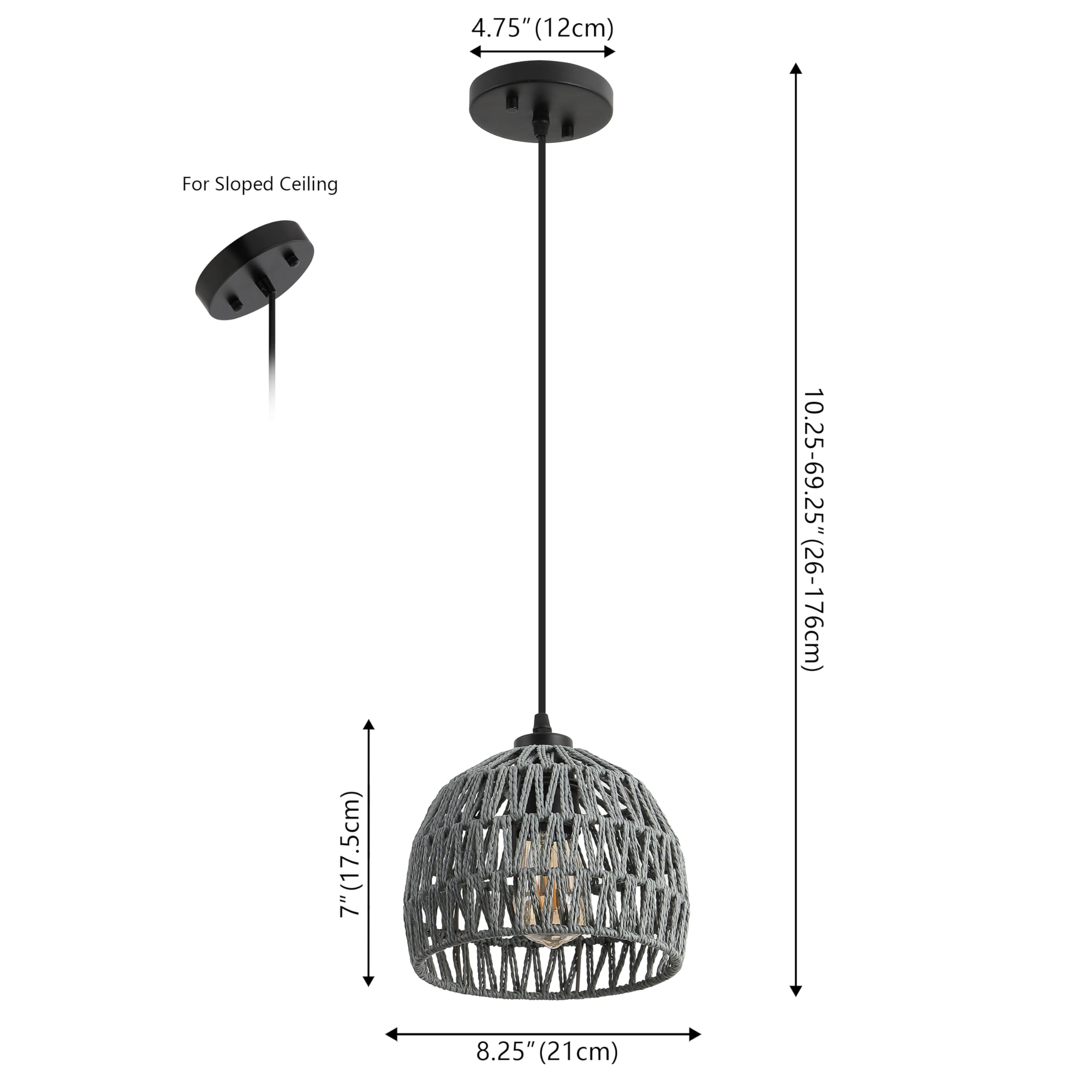 Jonathan Y Jyl6512D Campana 8.25 1-Light Bohemian Modern Woven Rope/Iron Led Pendant Farmhouse, Coastal, Transitional, Kitchen,