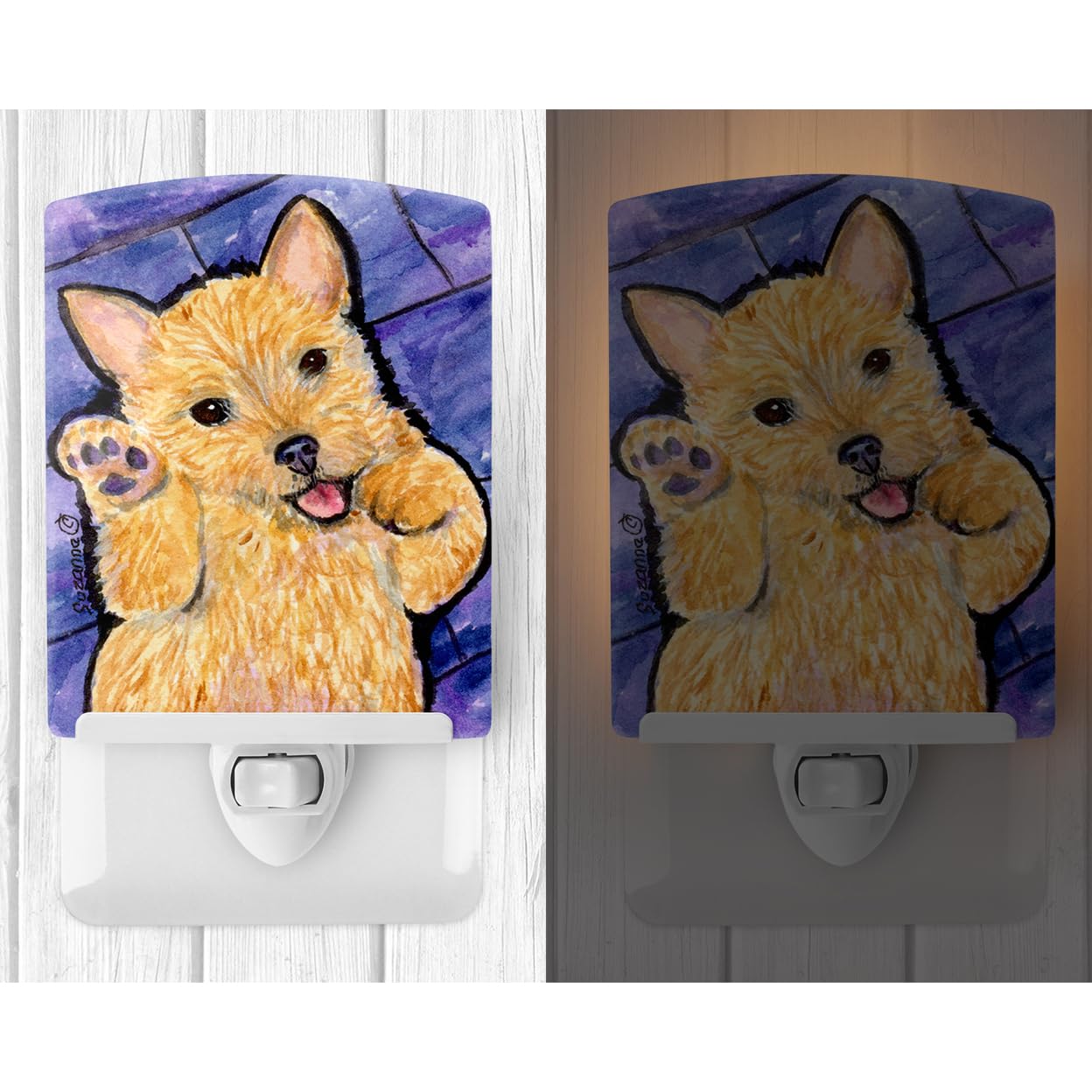 Caroline'S Treasures Ss8911Cnl Norwich Terrier Ceramic Night Light Compact, Ul-Certified, Ideal For Bedroom, Bathroom, Nursery, Hallway, Kitchen, 6X4X3, Multicolor