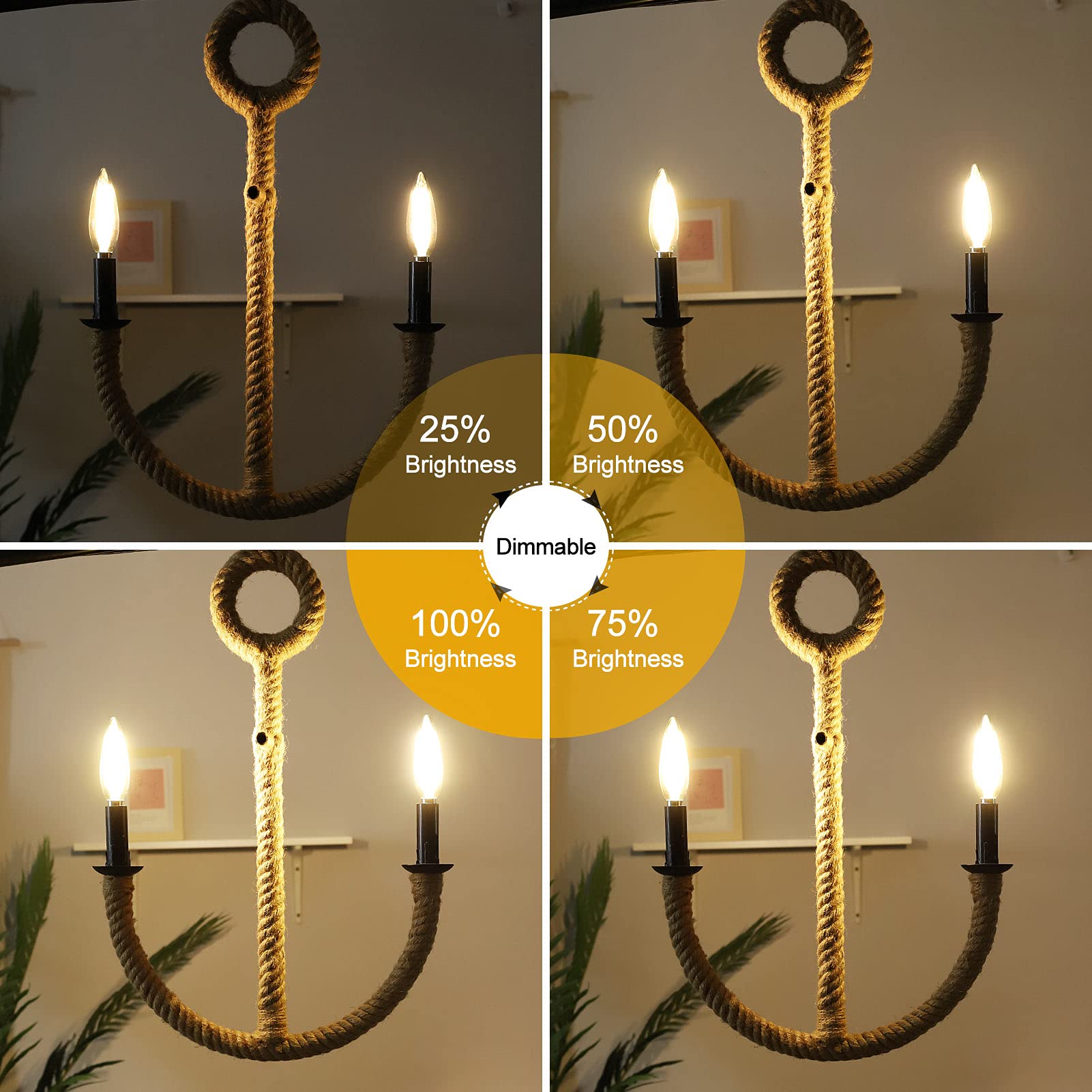 Crlight 10W Dimmable Led Candelabra Bulb 3200K Soft White, 900Lm E12,