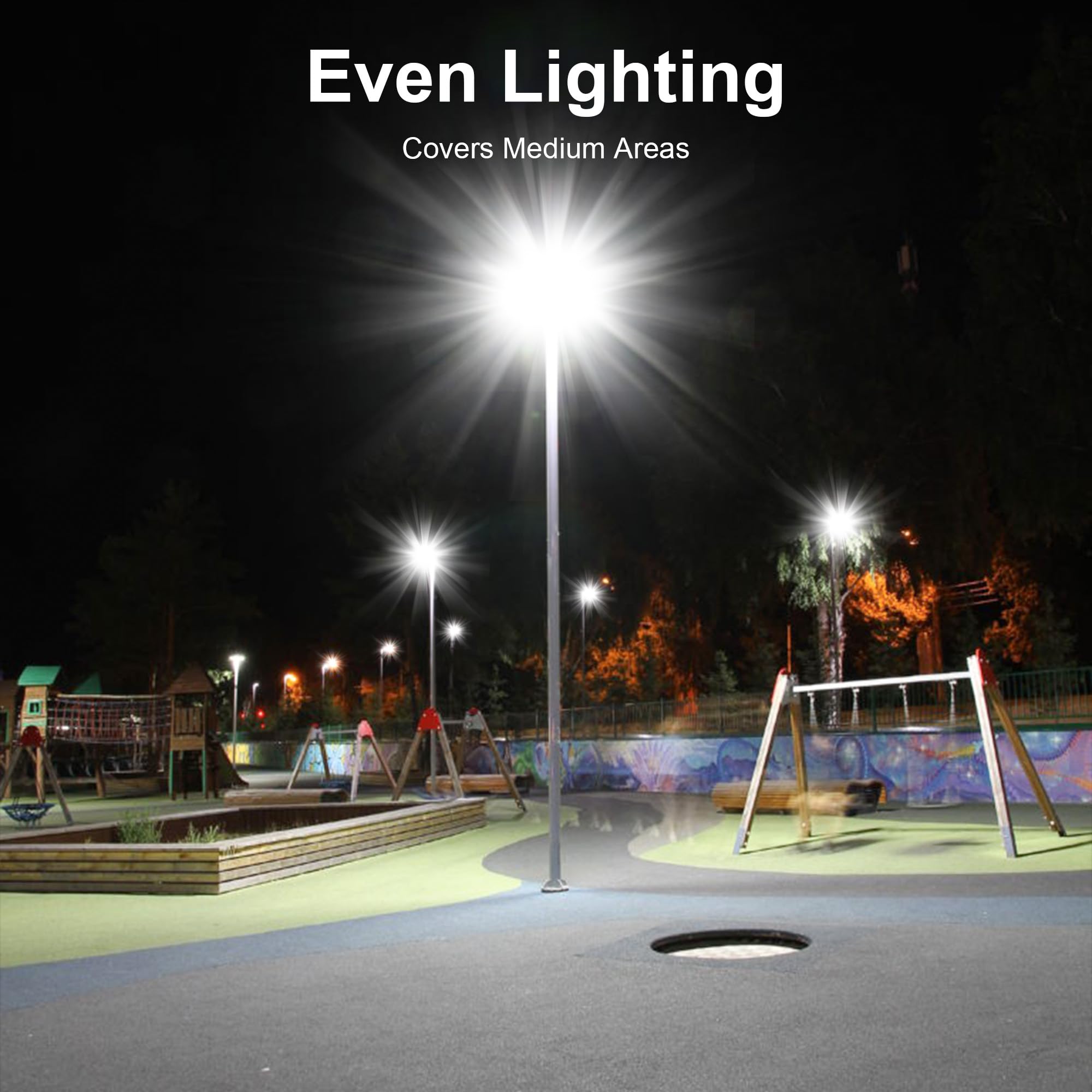 loyoele Ultra-Large Solar Street Light, 12000W, Waterproof LED Flood Light, Motion Sensor, Dusk to Dawn, Black, Model DLT-SL104, 2 Pack