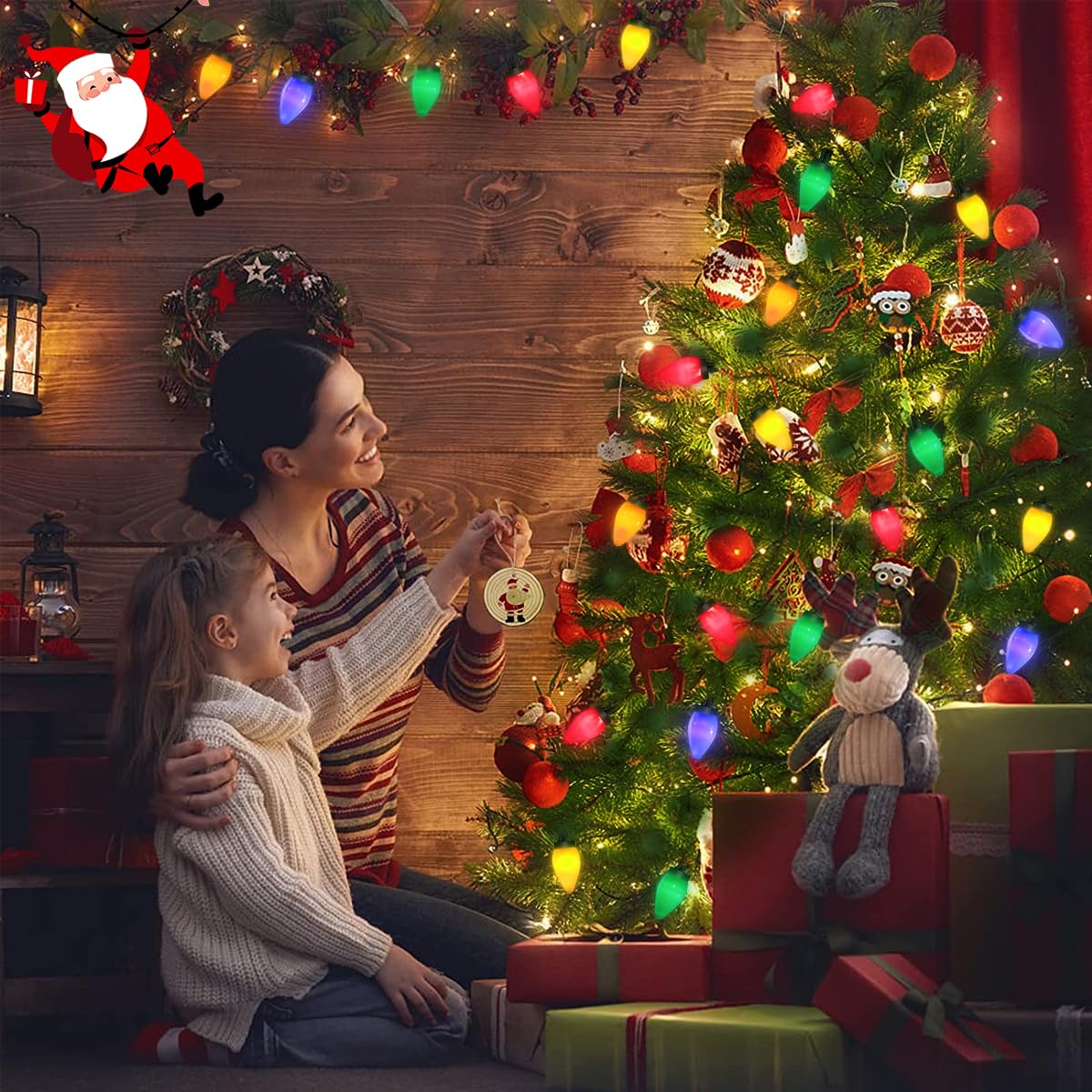 Couah C7 Christmas Lights Battery Operated 24Ft,50Led C7 Christmas Lights Battery Powered Led Battery Powered Lights For Indoor