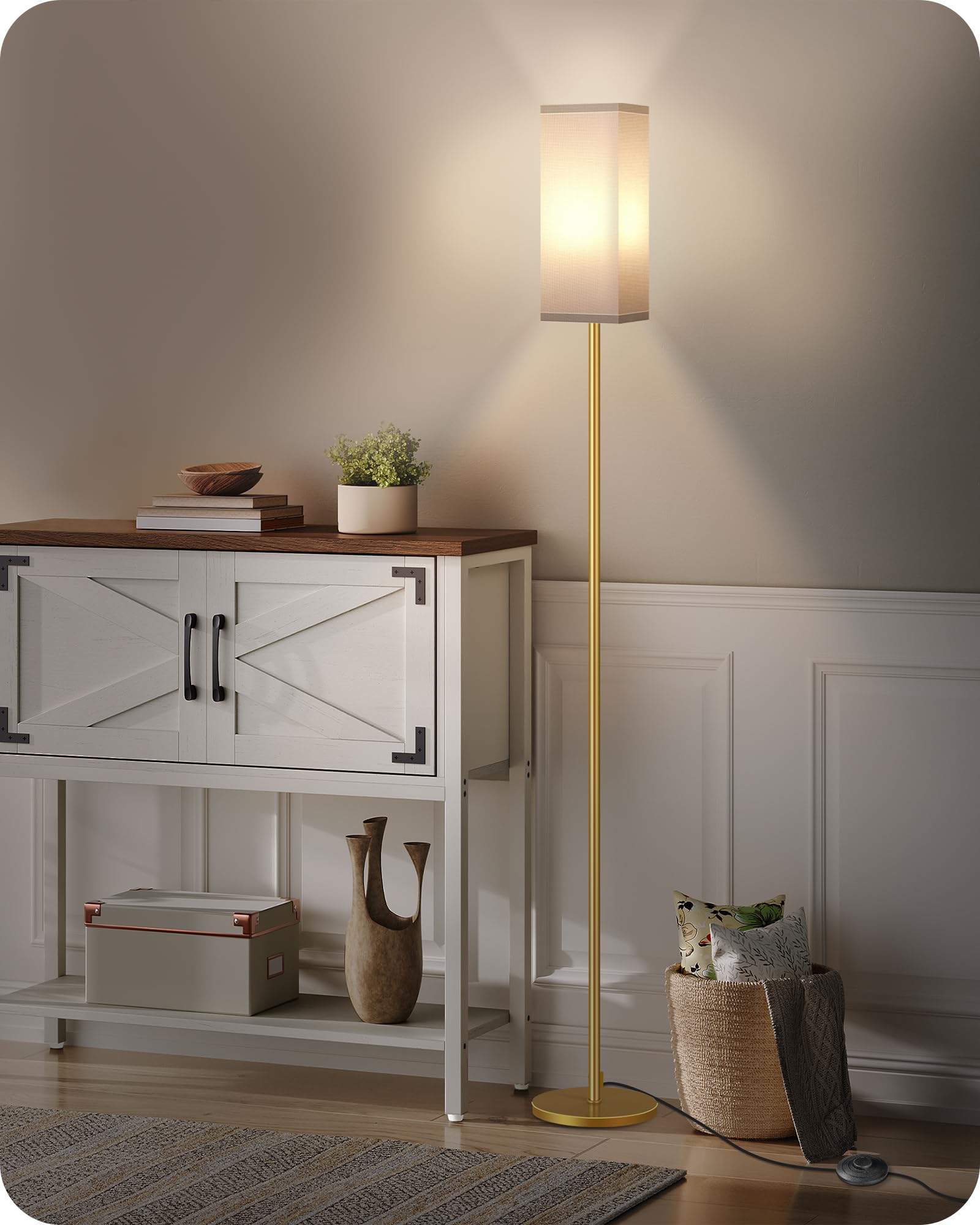 Goebleson Floor Lamp, Pole With Foot Switch, Modern Standing Lamp Lampshade, Minimalist Freestanding Lamp (Bulb Not Included), F