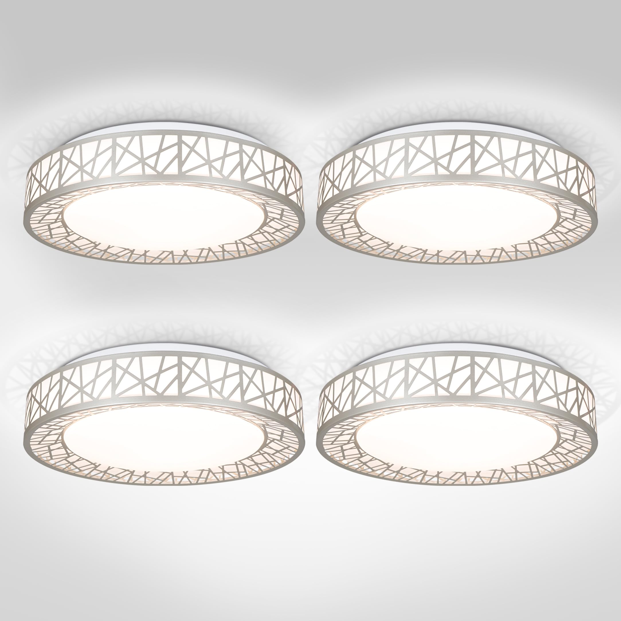 ASD 14 Inch LED Flush Mount Ceiling Light - Brushed Nickel Modern Ceiling Light Fixture 24W 1534LM, 2700-5000K Adjustable Dimmab