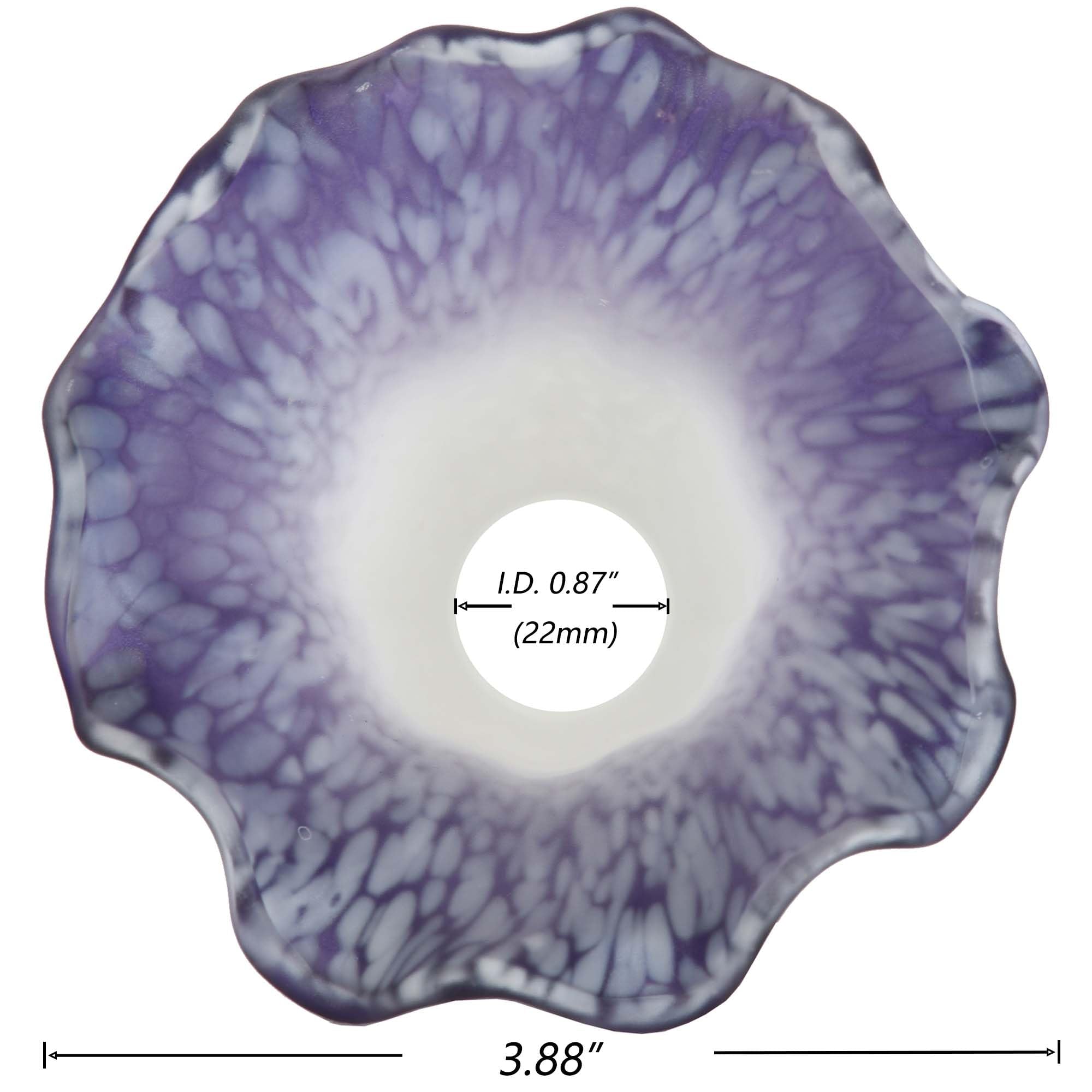 Bieye LS102S Lily Flower Blown Glass Lampshade, White Indigo, Small I.D. 0.87" x O.D. 1", Decorative Lighting Fixture