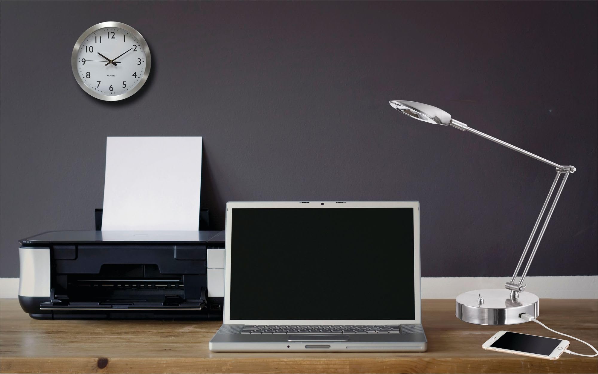 Alera Aleled900S 8.07 In. W X 17.91 In. D X 4.33 In. H Adjustable Brushed Nickel Led Task Lamp With Usb Port