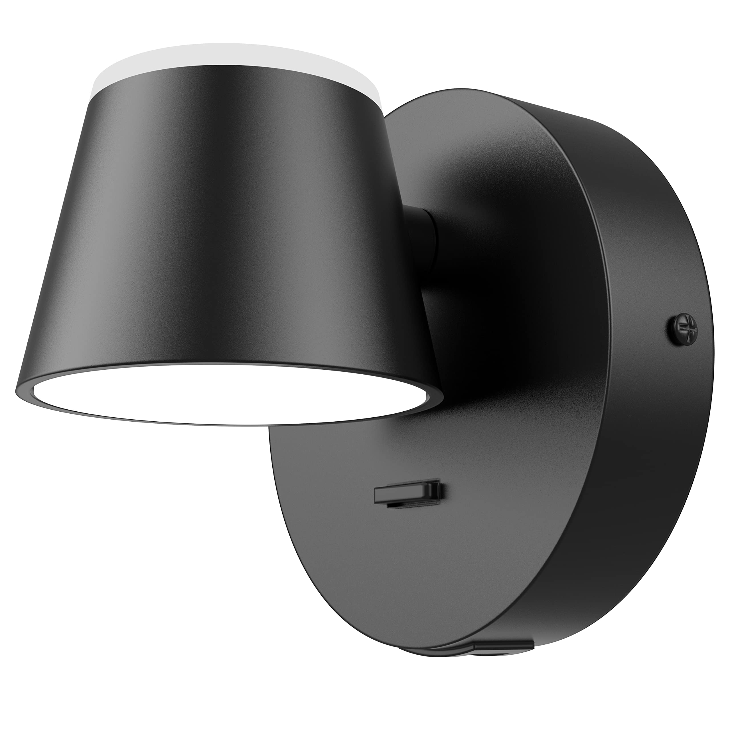 URSOLA LED Wall Sconce with On/Off Switch, USB Port, 350° Rotatable, Hardwired, Black, Model 7540-1T, 1 PC