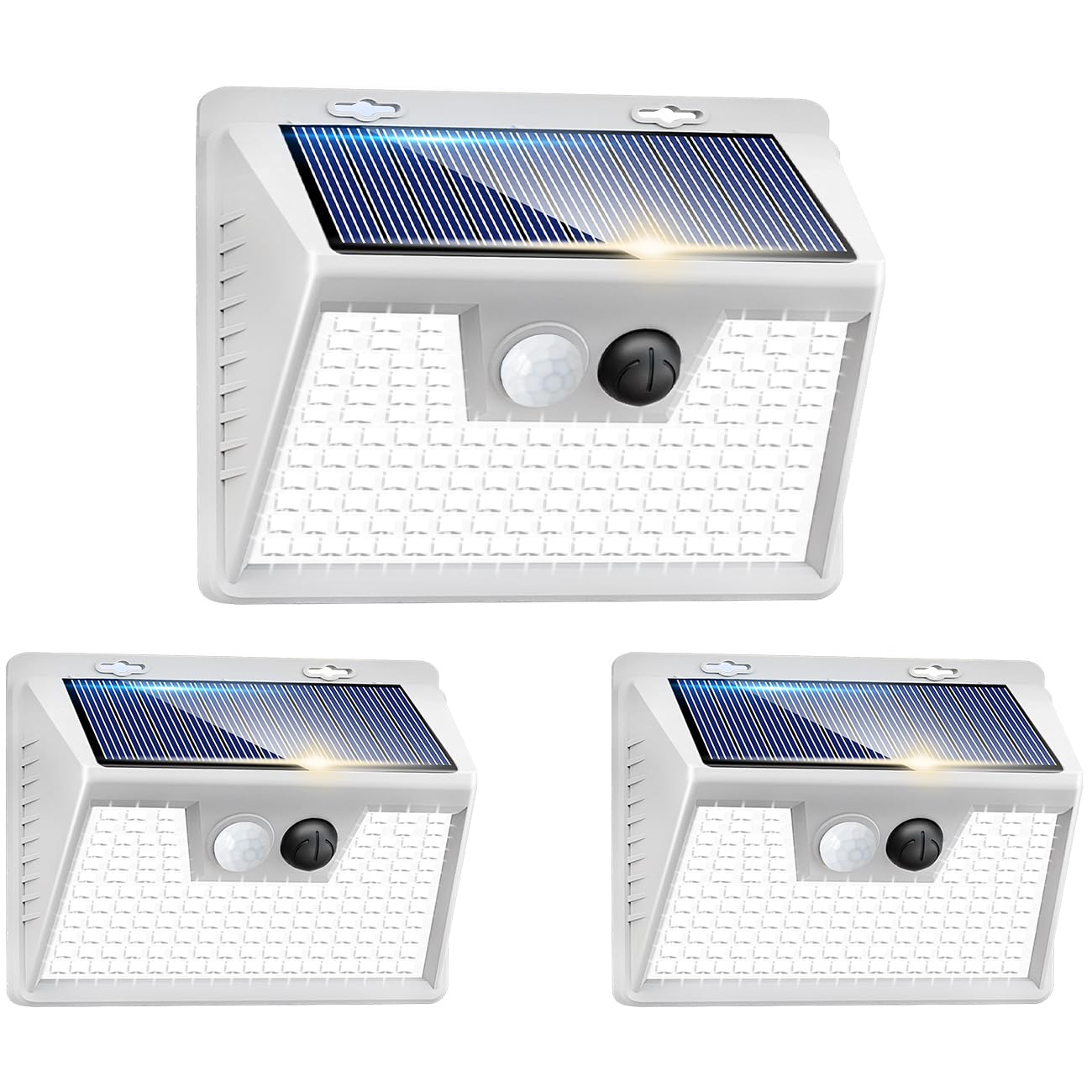 Peasur Solar Lights Outdoor Waterproof  3Pack 140LED Bright Motion Sensor Security Lights 3 Modes  Solar Powered Fence Wall Light for Garden Yard Outside(Cool White)