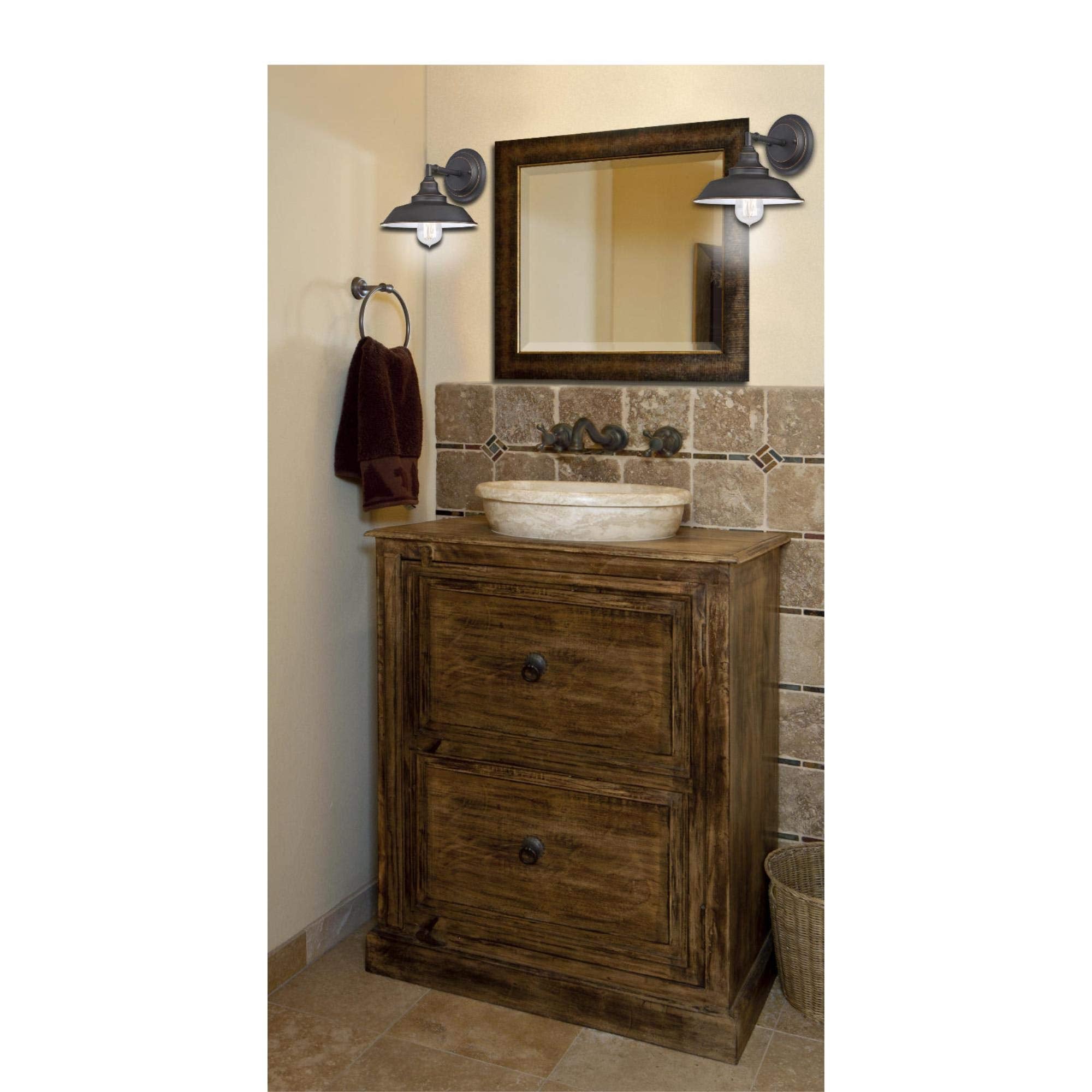 Westinghouse 6343500 Indoor Wall Fixture, 1-Light Sconce, Oil Rubbed Bronze - White Interior