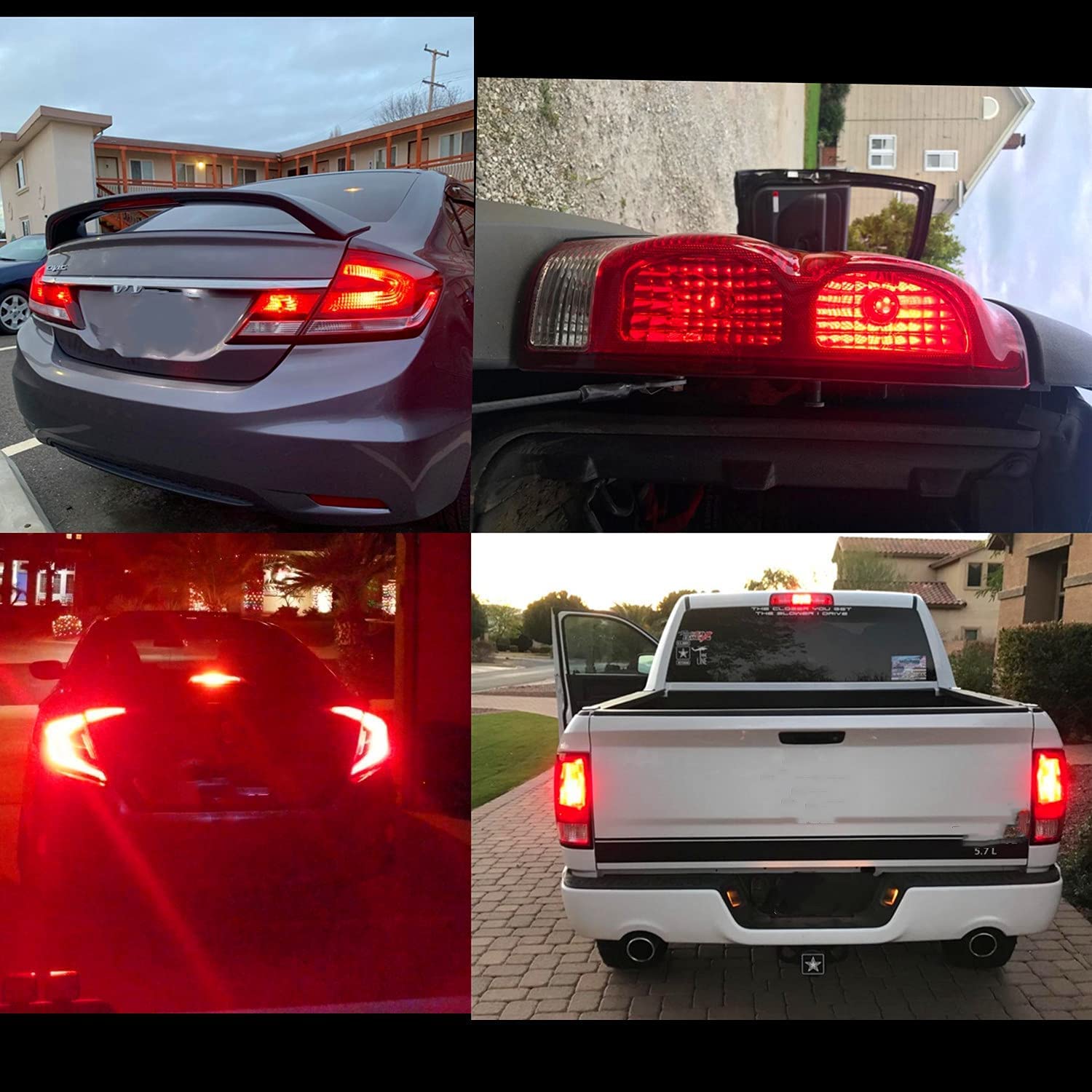 Alla Lighting 7440 7443 LED Brake Stop Tail Turn Signal Bulbs, Pure Red, T20 Wedge, Model AllA-7443-2835-39R-BT, Super