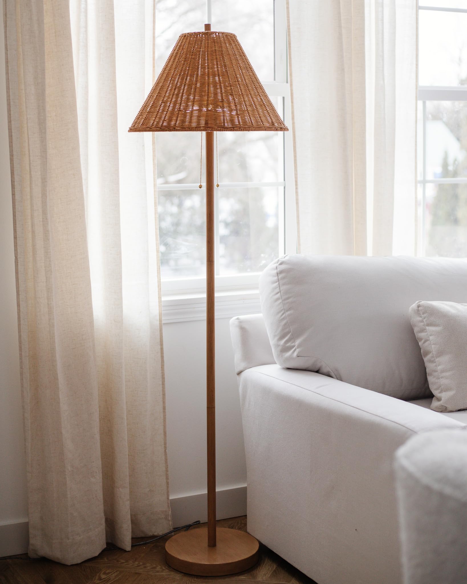 Jonathan Y Jyl3092A Nando 61'' 2-Light Coastal Bohemian Iron/Rattan Led Floor Lamp With Pull-Chain Mid-Century, Modern Standing