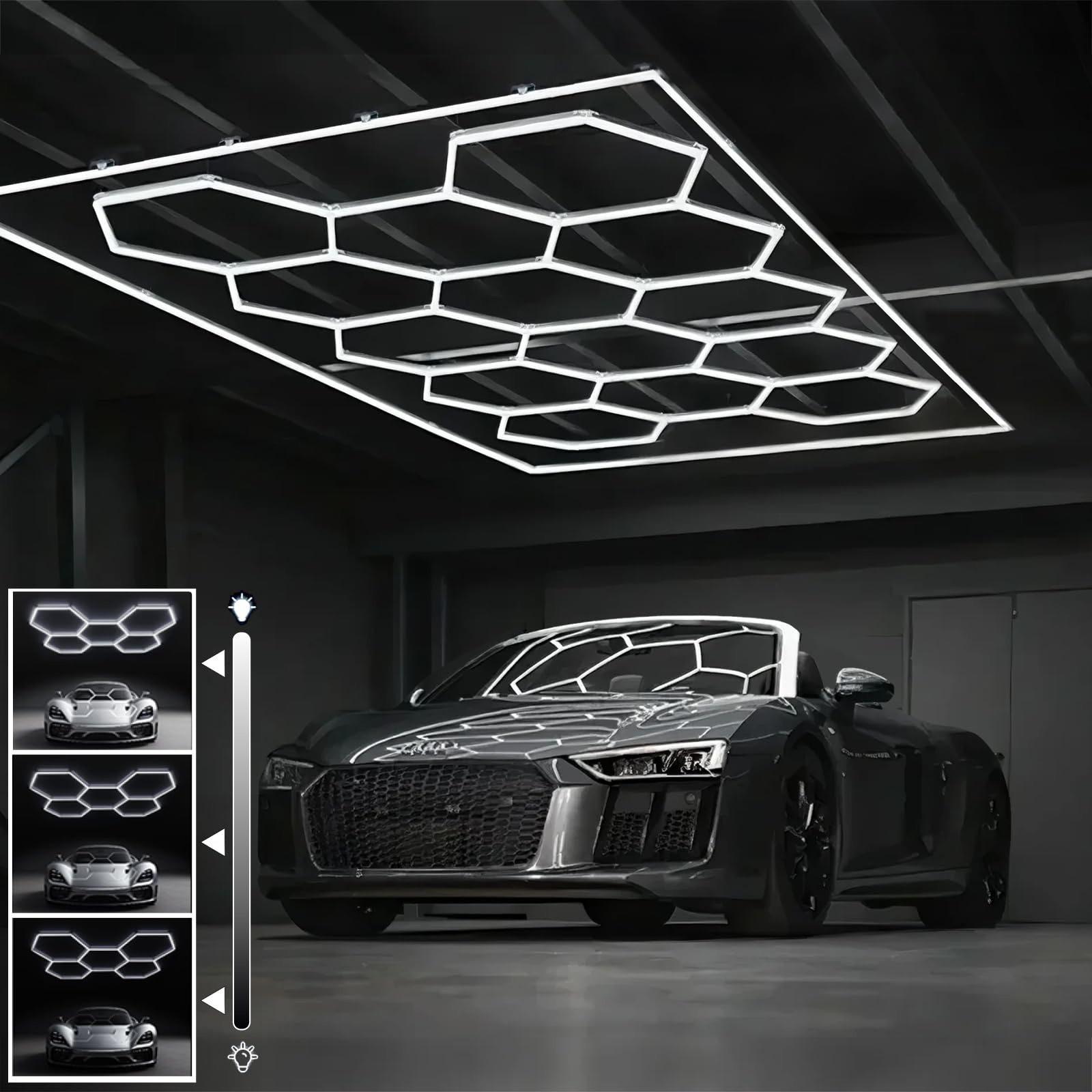 Cezelux Hexagon LED Lights - 81 Pack Honeycomb Ceiling Lights, 77000 Lumens, 6500K, White, Plastic, Model 1 Hexagon
