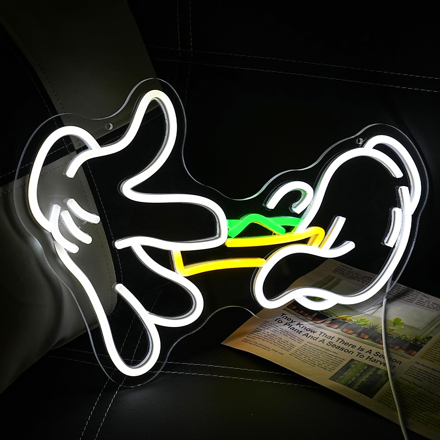 LULANMP Neon Sign Light - Leaf Design, Green LED Wall Decor, 16.7in  x 11in , White Holding, Perfect for Man Cave or Bar Decoration