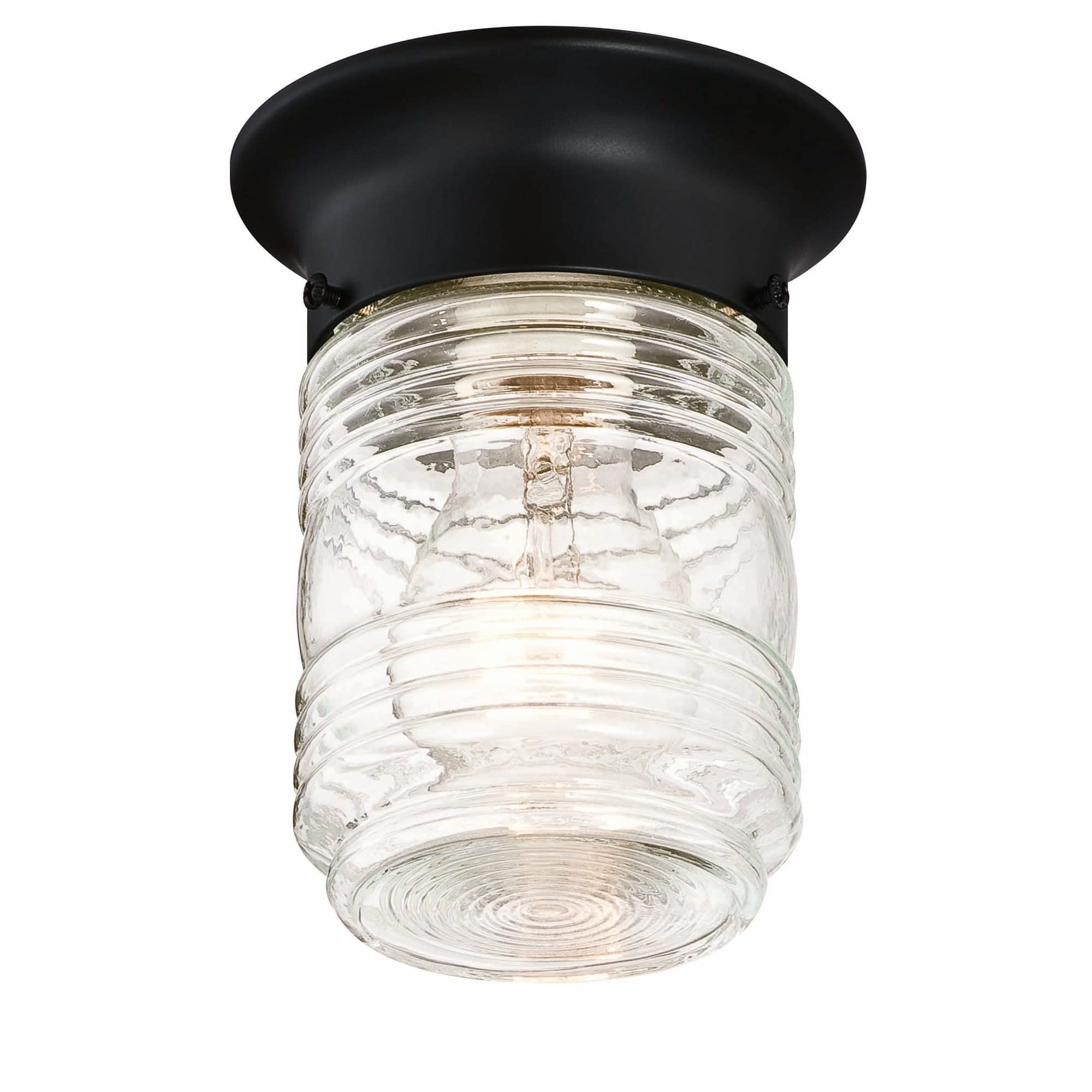 Design House 587220 Jelly Jar Flush Mount Light, 4.83in Matte Black, Alloy Steel, Indoor/Outdoor
