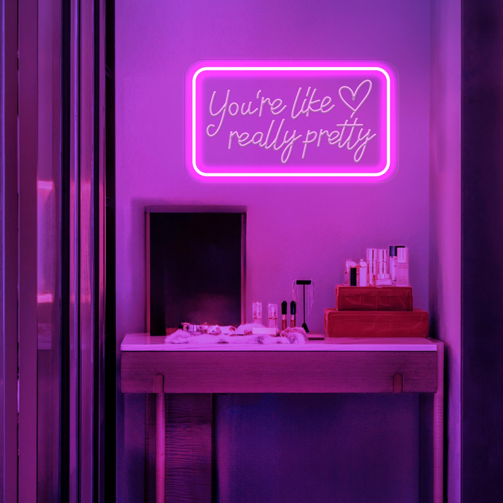 INSNEnN Neon Sign for Wall Decor, USB Dimmable LED Light, 15.75x10.16 Inches, Pink Acrylic, Party and Bedroom Decorations