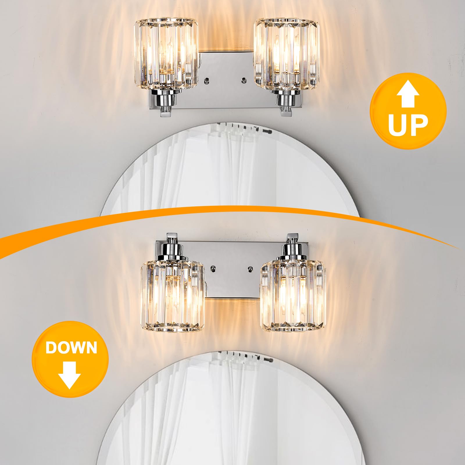 Haolaike 4-Lights Chrome Crystal Bathroom Vanity Light Fixture, Metal, Modern Design, Model c635d9db-e78b-4229-b9e5-b634ec889379