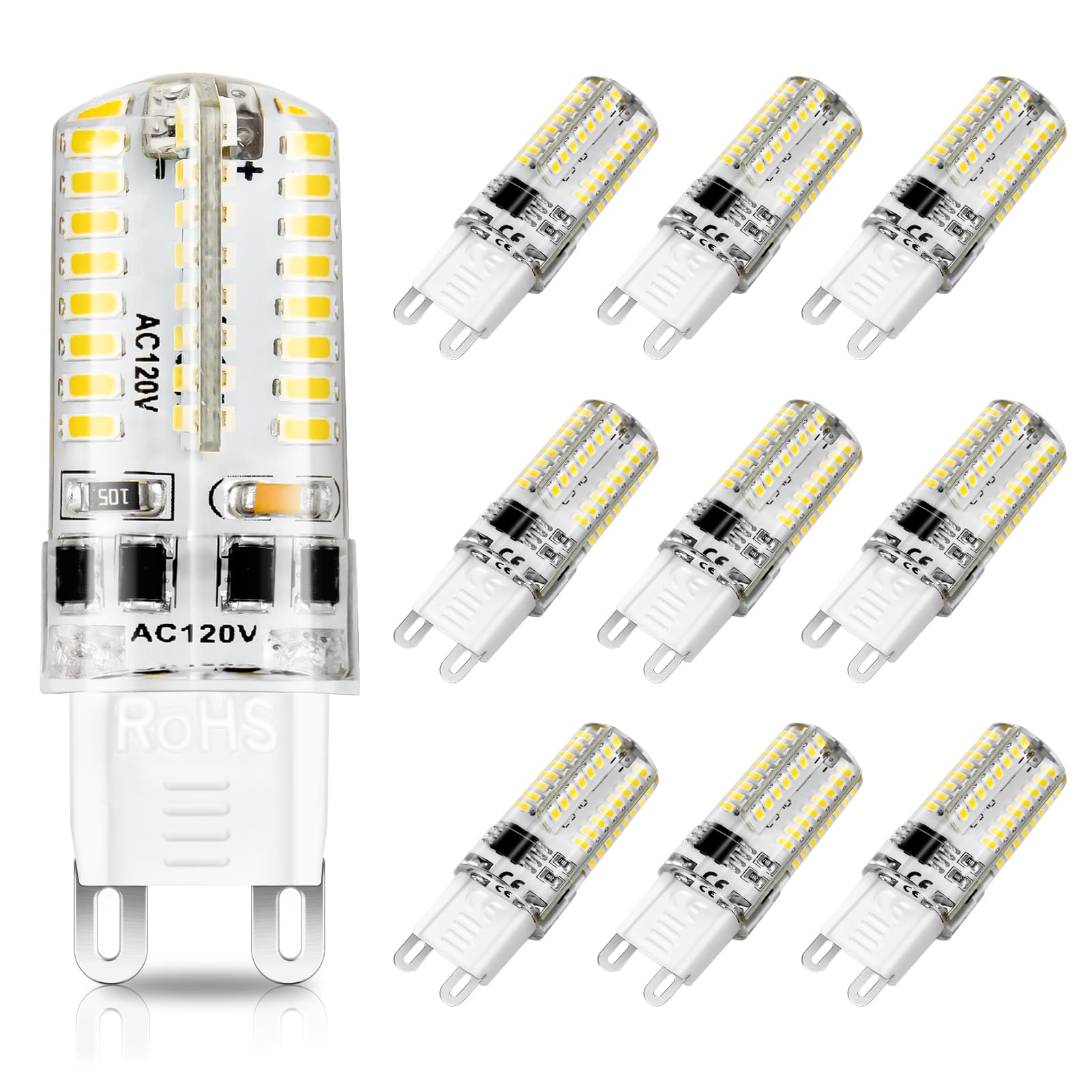 YGS-Tech G9 LED Bulb Dimmable 4W, 6000K Daylight White, CRI80, 10-Pack, Plastic