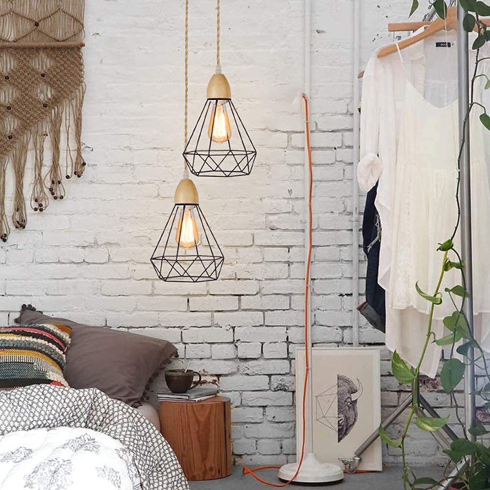 Arturesthome Pendant Light Kit - 16.4FT Dimmable Vintage Lamp Cord, Twisted Nylon, E26/E27 Socket, Cone Shape, DIY Farmhouse Decor