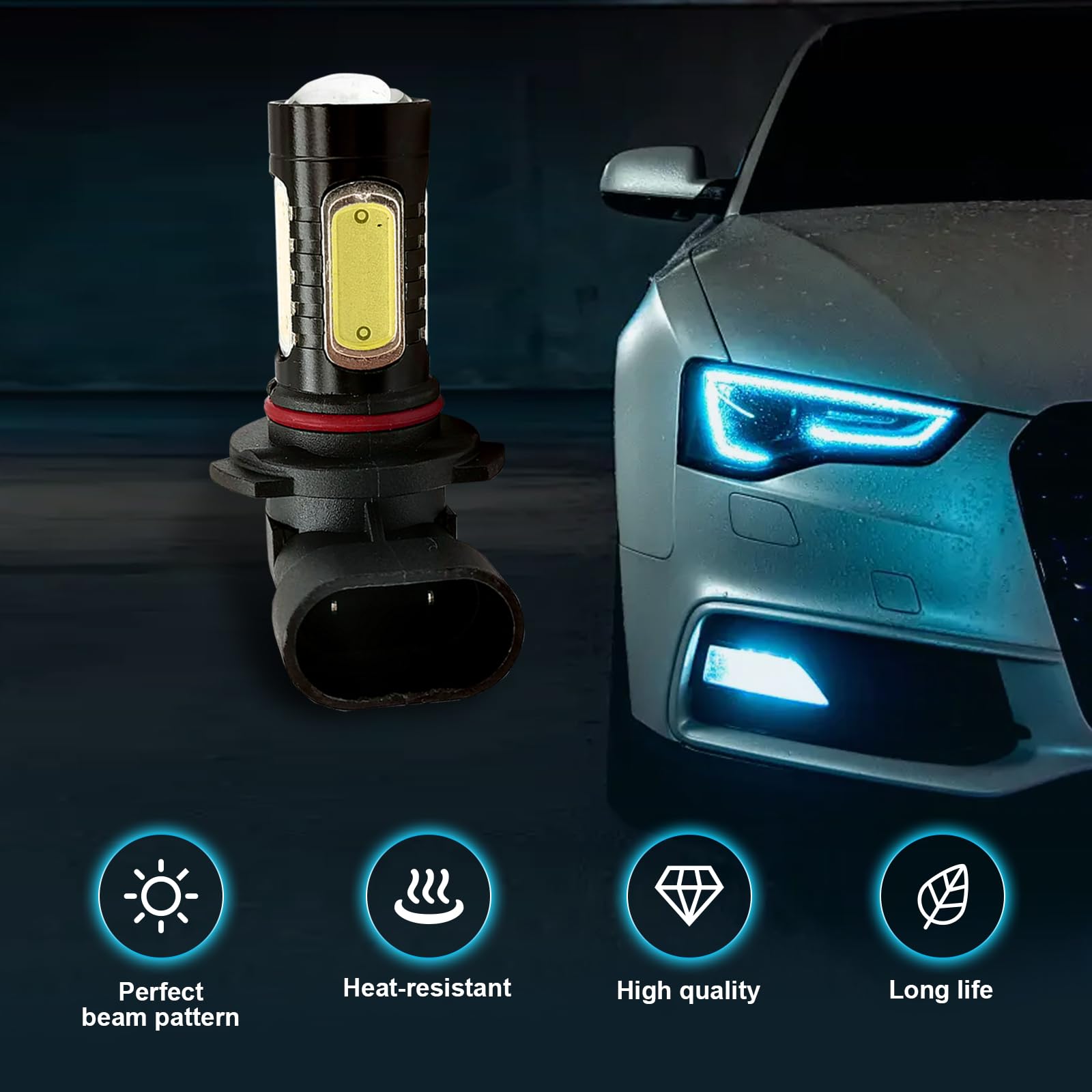 Anyhut H11 LED Fog Light Bulb 360° Full Illumination 7.5W 6000K Waterproof Ice Blue/White/Yellow