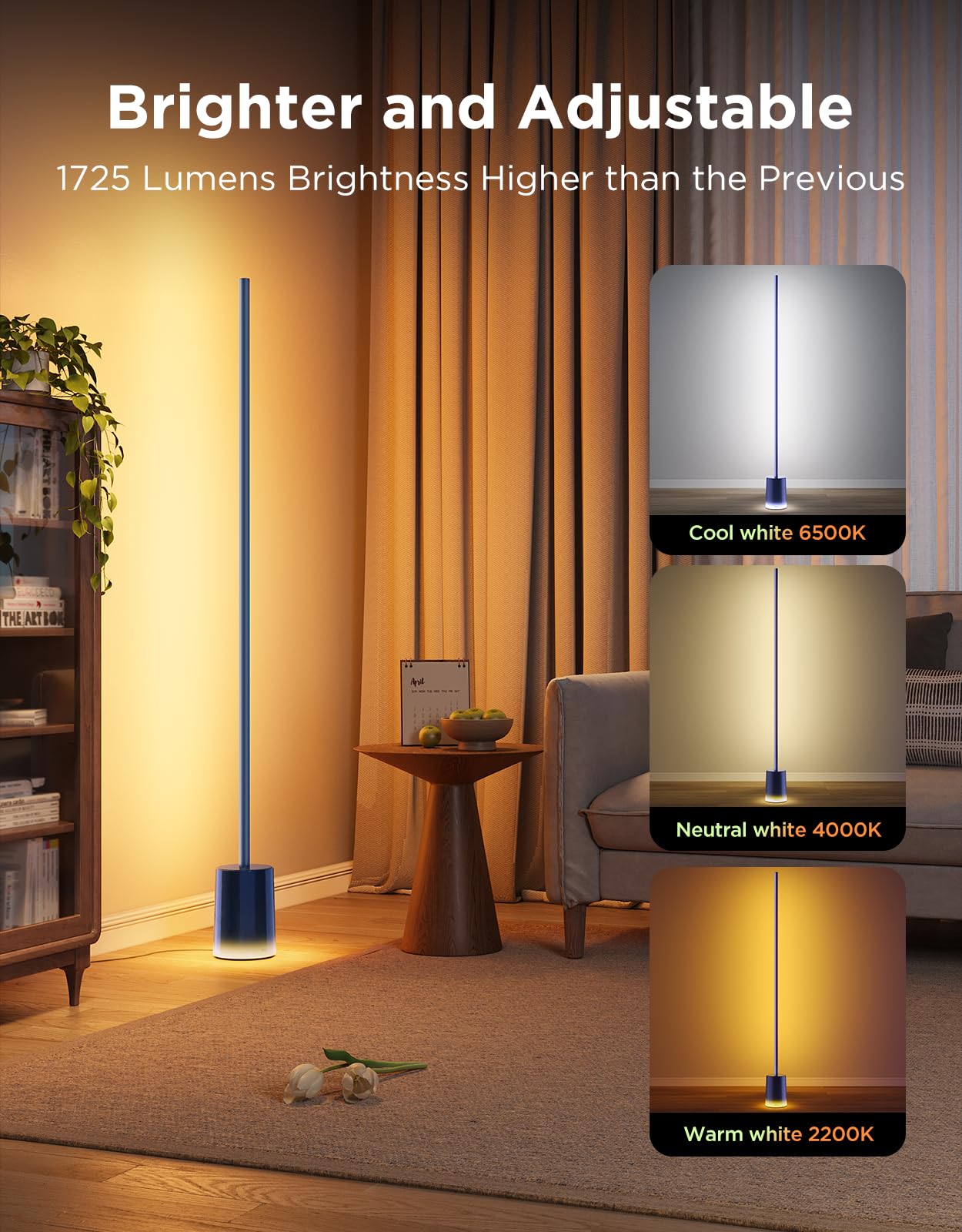 Govee Floor Lamp 2, RGBIC LED, Music Sync, Alexa Compatible, Model H607C, Blue