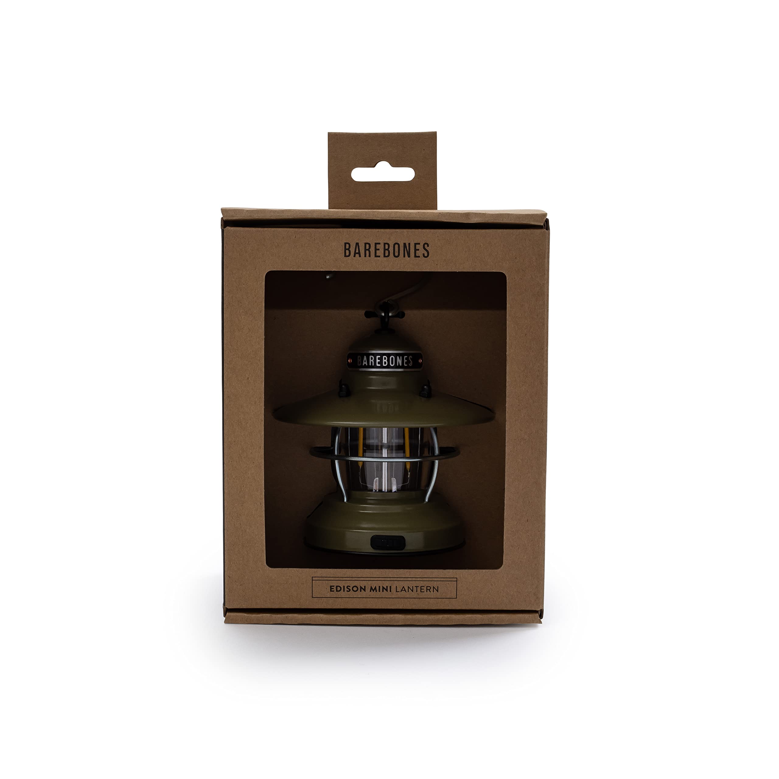 Barebones Edison Mini Lantern - Olive Drab, Vintage LED Camping Lantern with Adjustable Brightness - Compact Weatherproof Outdoo