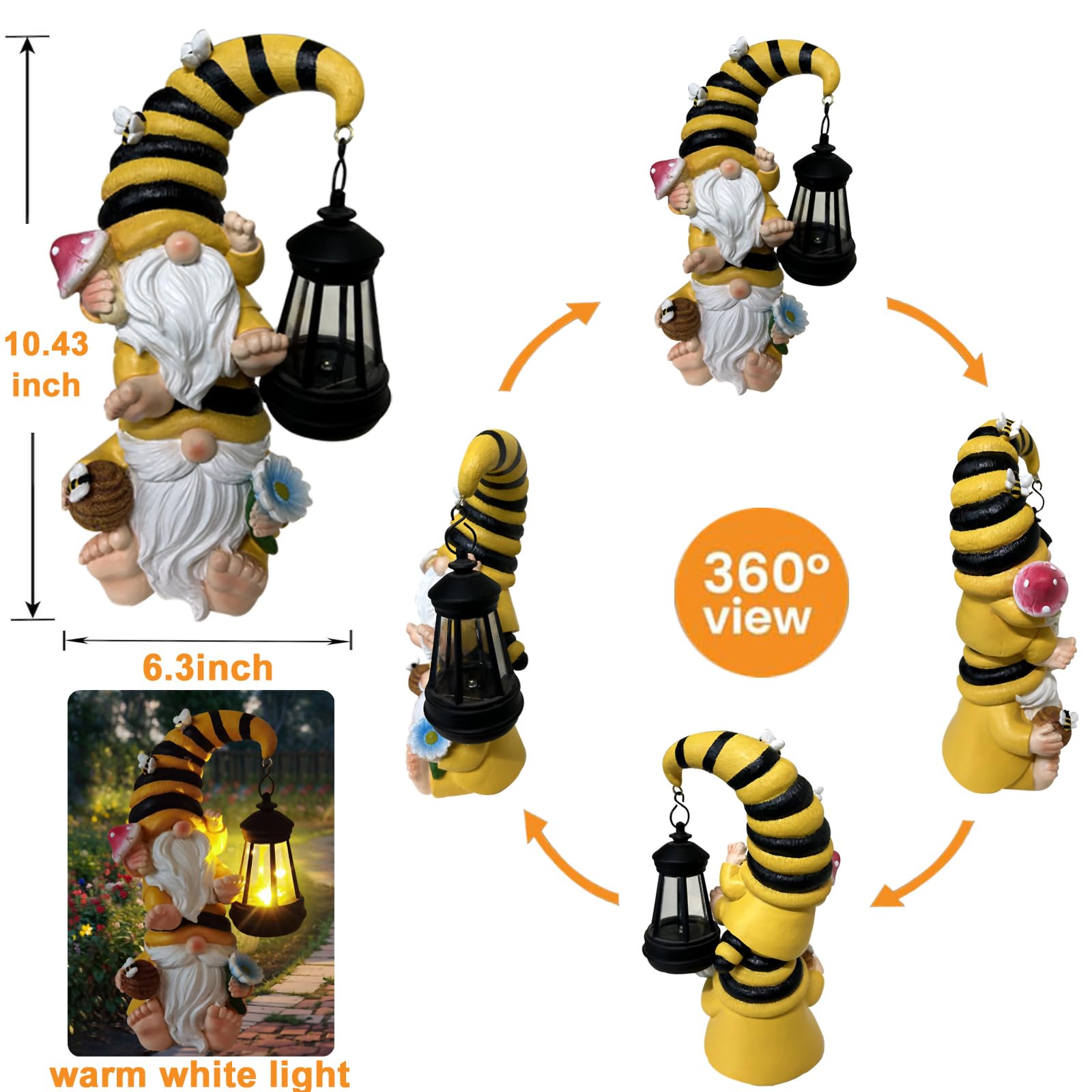 Tstgee Solar Garden Gnome Outdoor Decor Funny Outdoor Statue Solar Gnome Decorations For Yard,Patio,Lawn,Gifts For Women,Mom