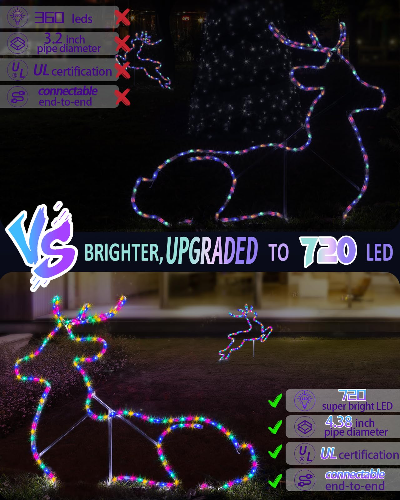 Rope Lights Outdoor Waterproof Christmas 100Ft 720 Led, Flexible Connectable Tube Lights, String Lights Decorative Lighting For Garden Patio Pool Tree Bedroom Xmas Decor (Multicolor)